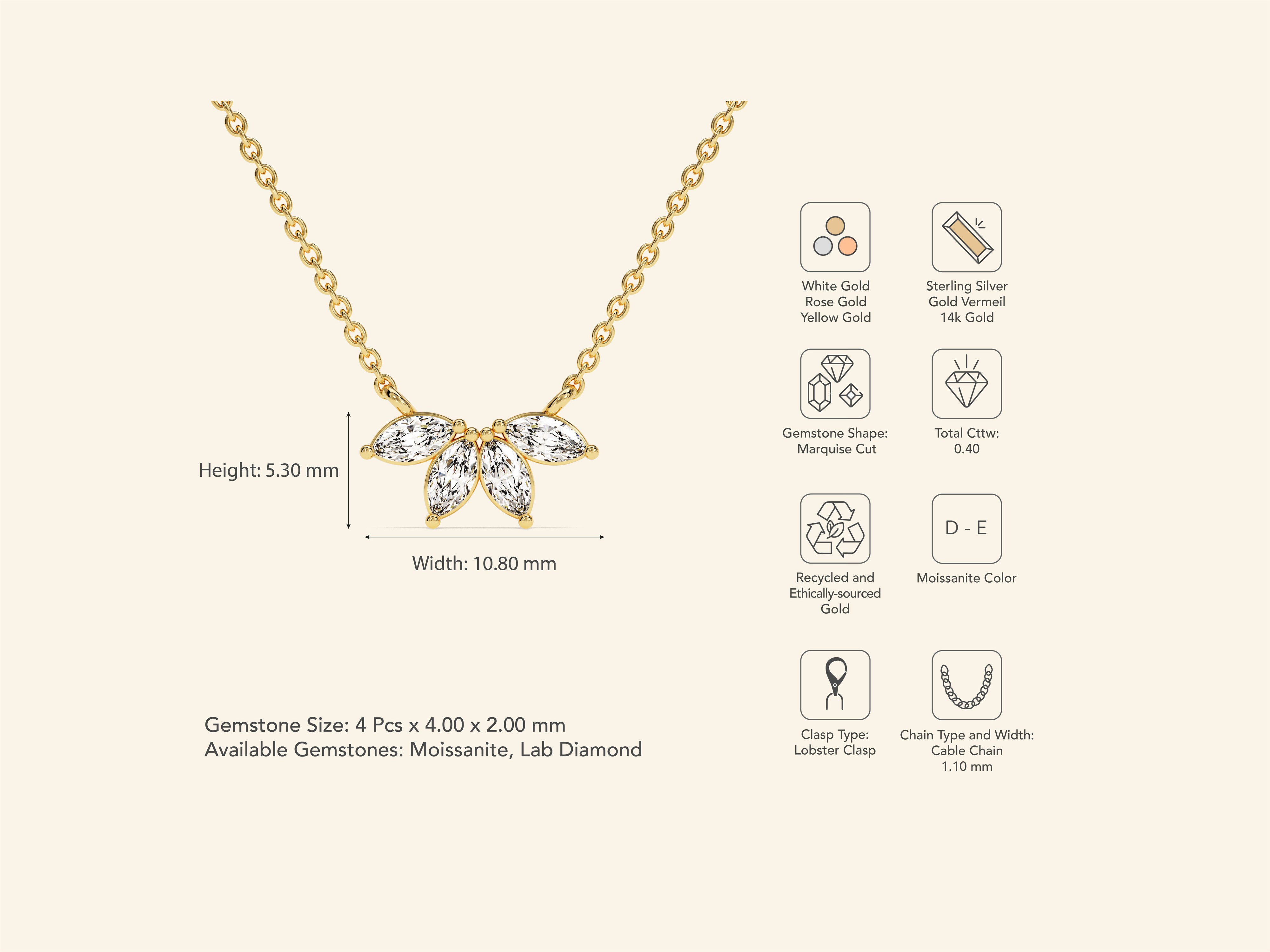 Marquise Flower Necklace