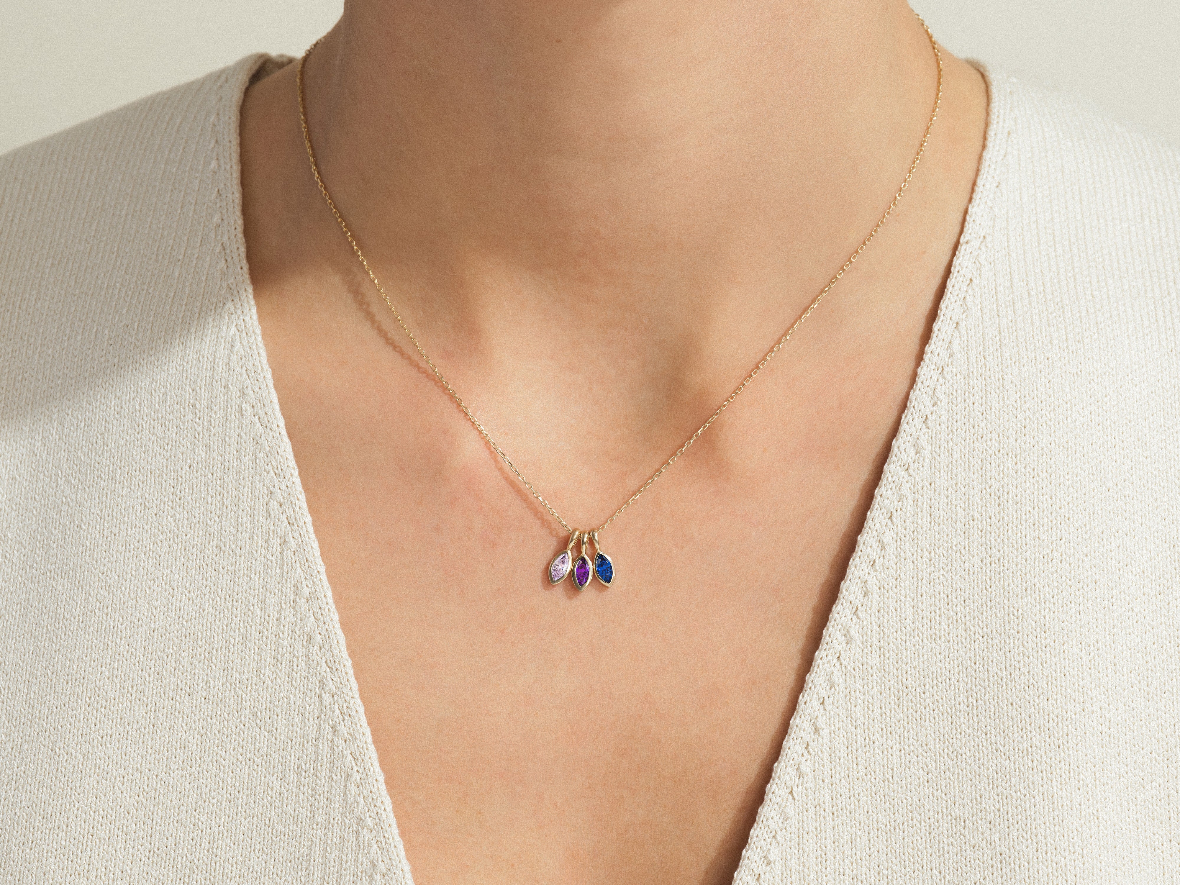 Marquise Bloom Birthstone Necklace