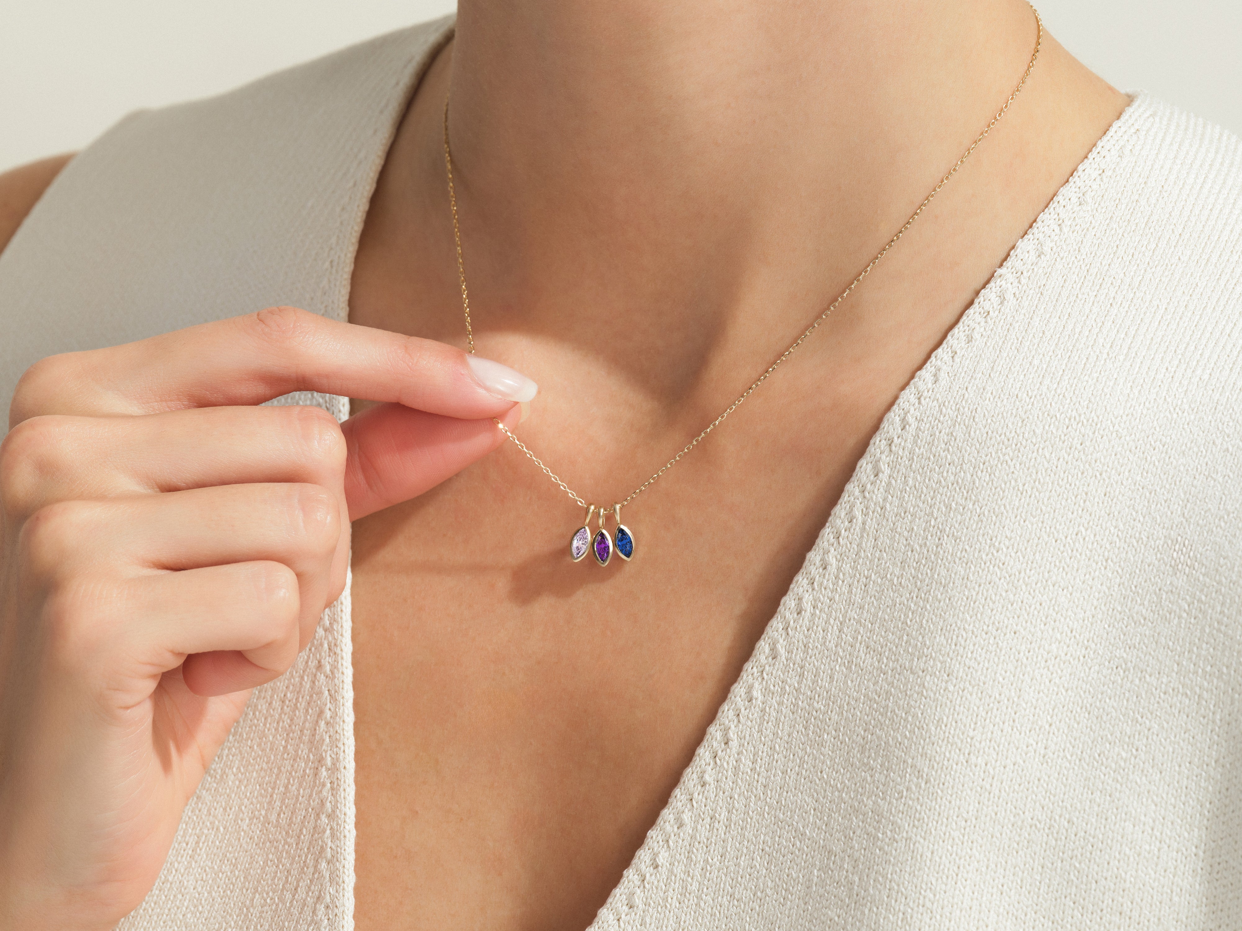 Marquise Bloom Birthstone Necklace