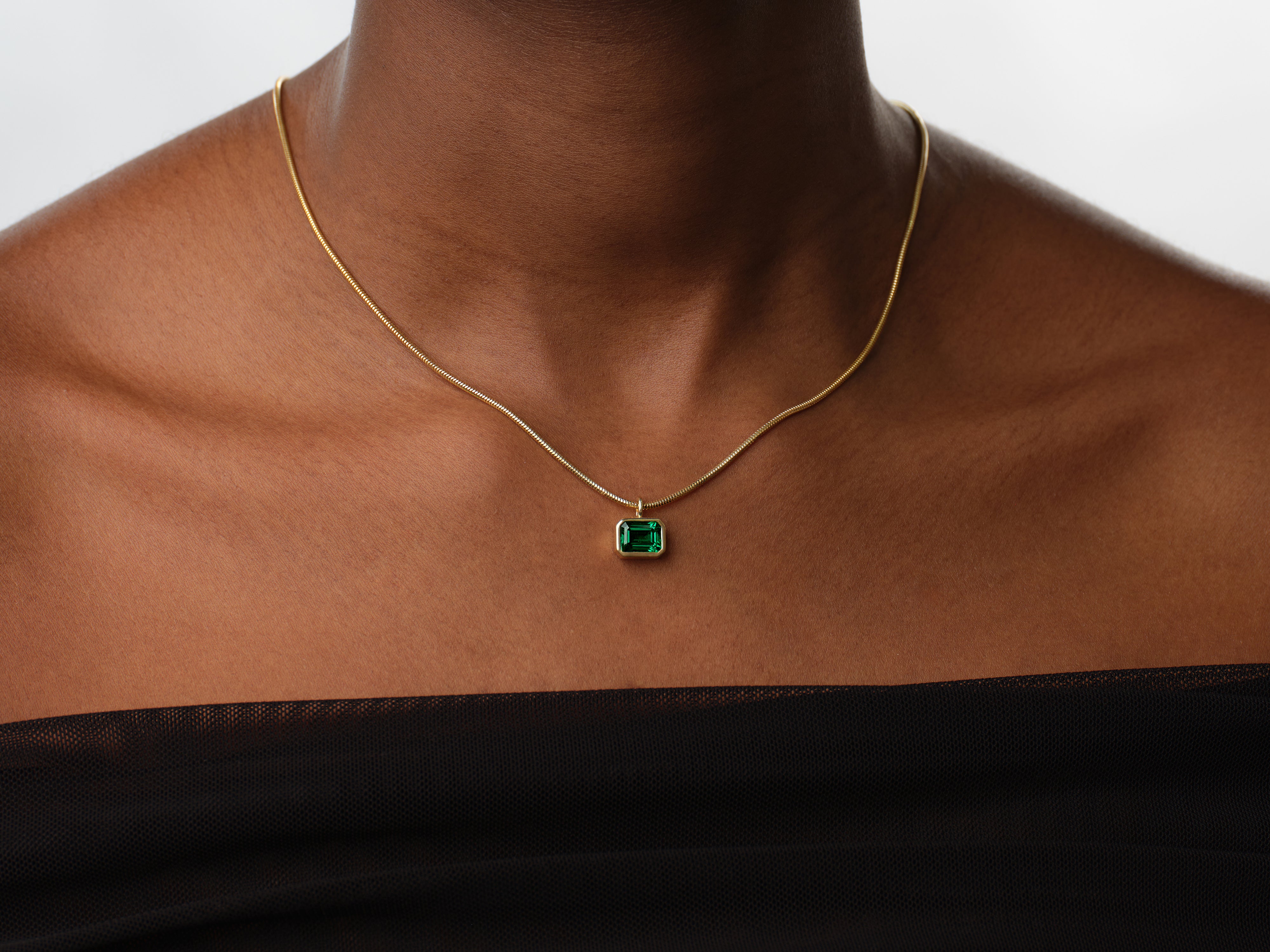 Signature Emerald Cut Birthstone Necklace