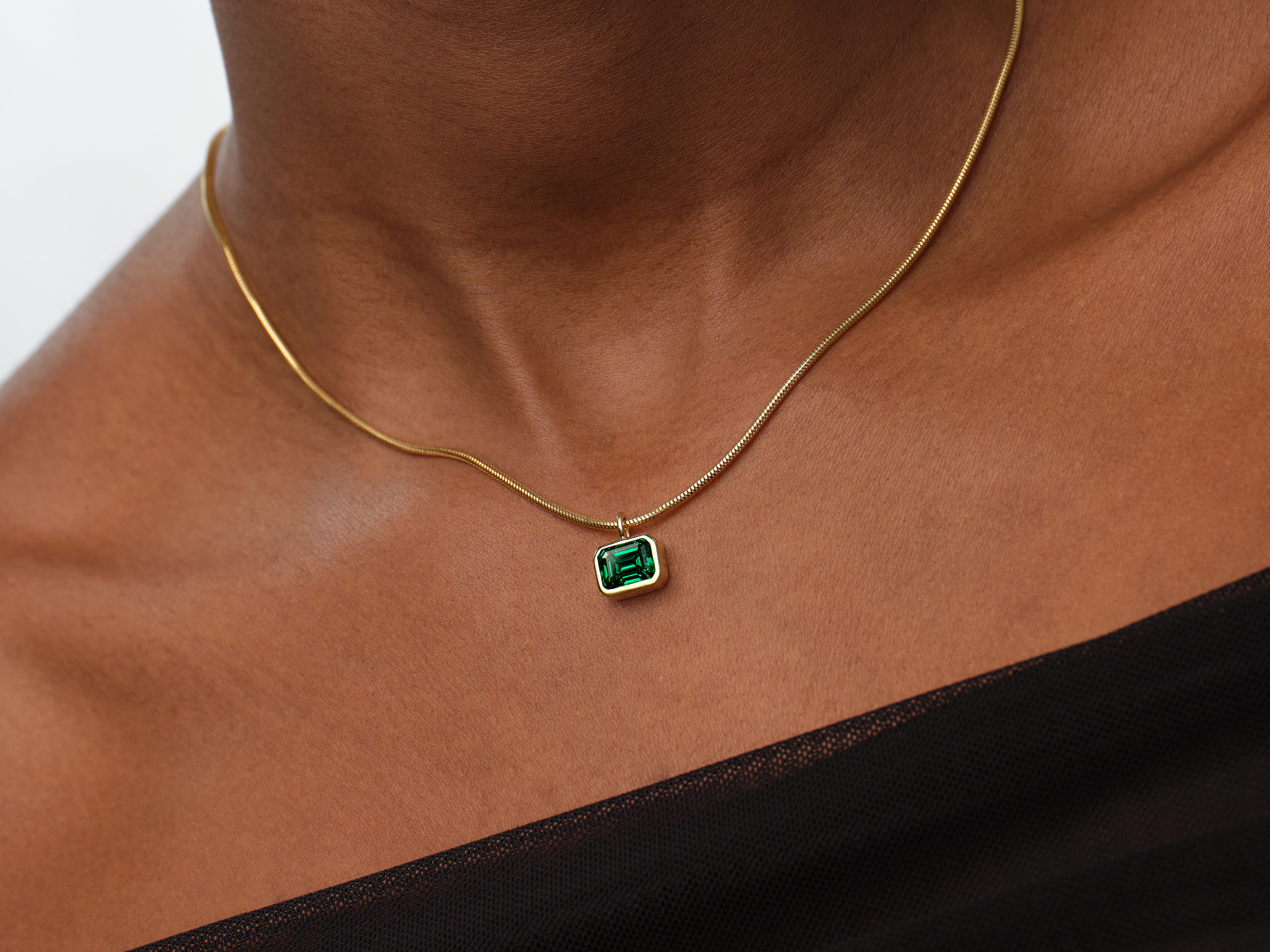 Signature Emerald Cut Birthstone Necklace