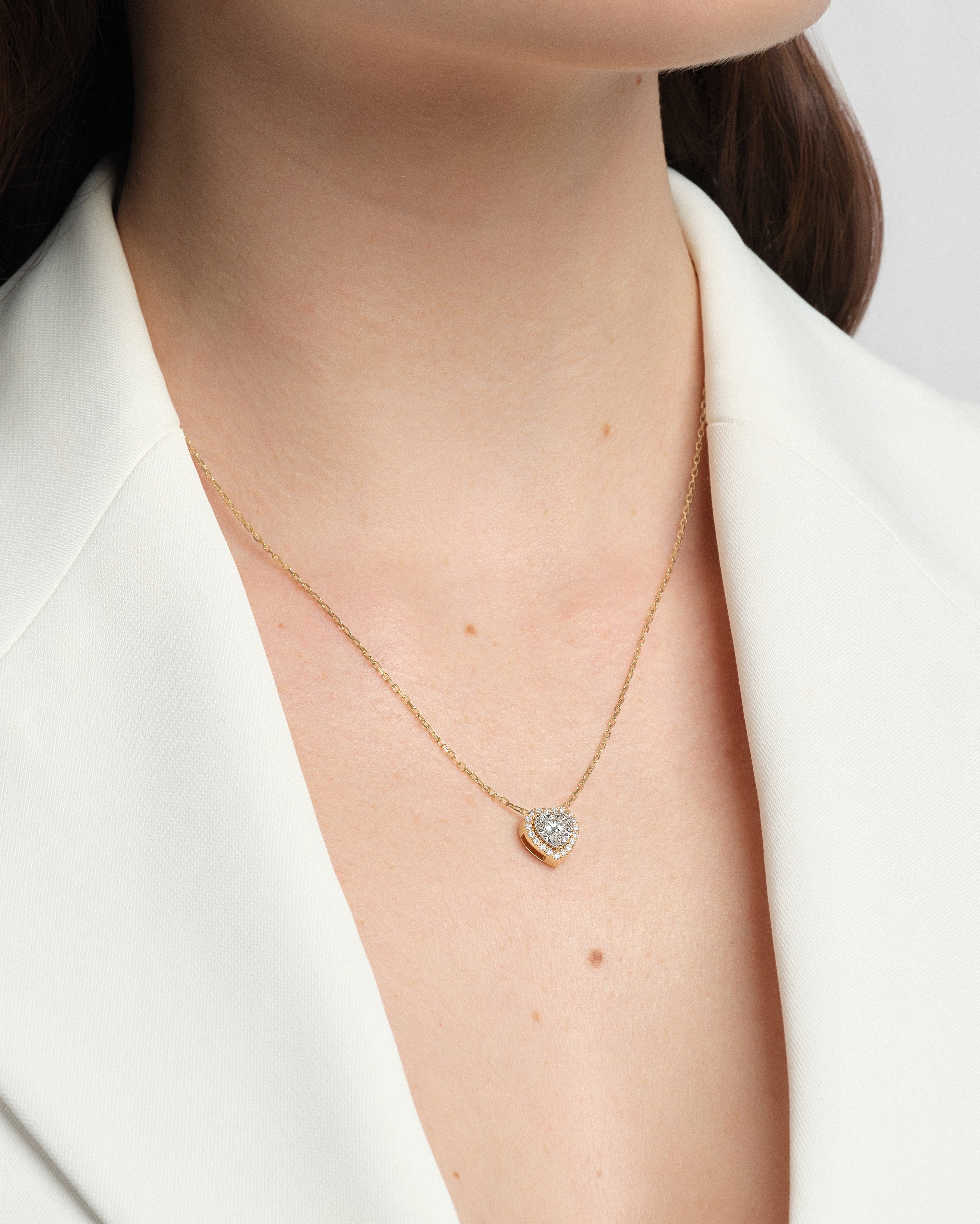 Sparkling Heart Halo Necklace