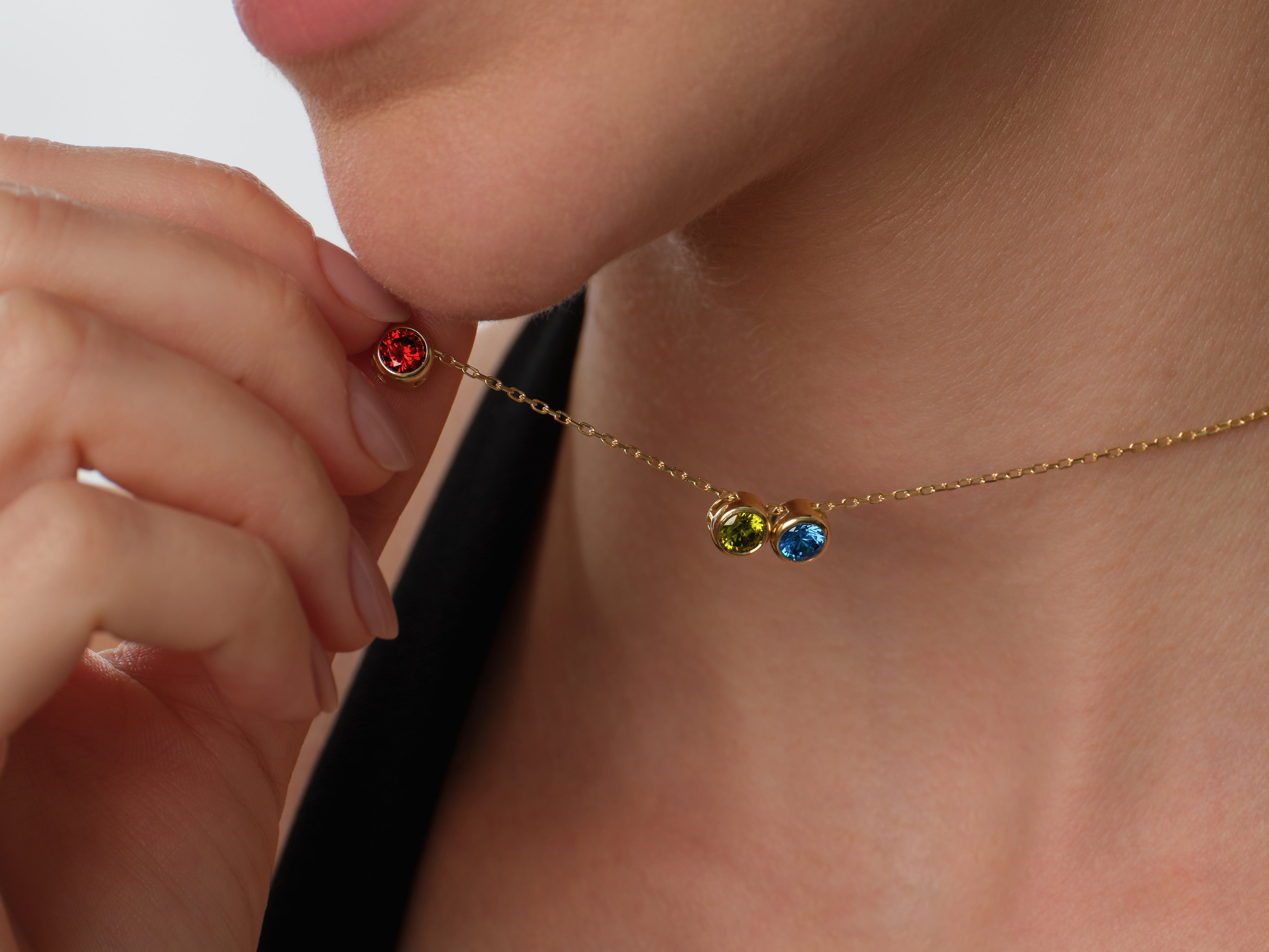 Lunar Round Birthstone Necklace