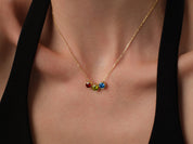 Lunar Round Birthstone Necklace