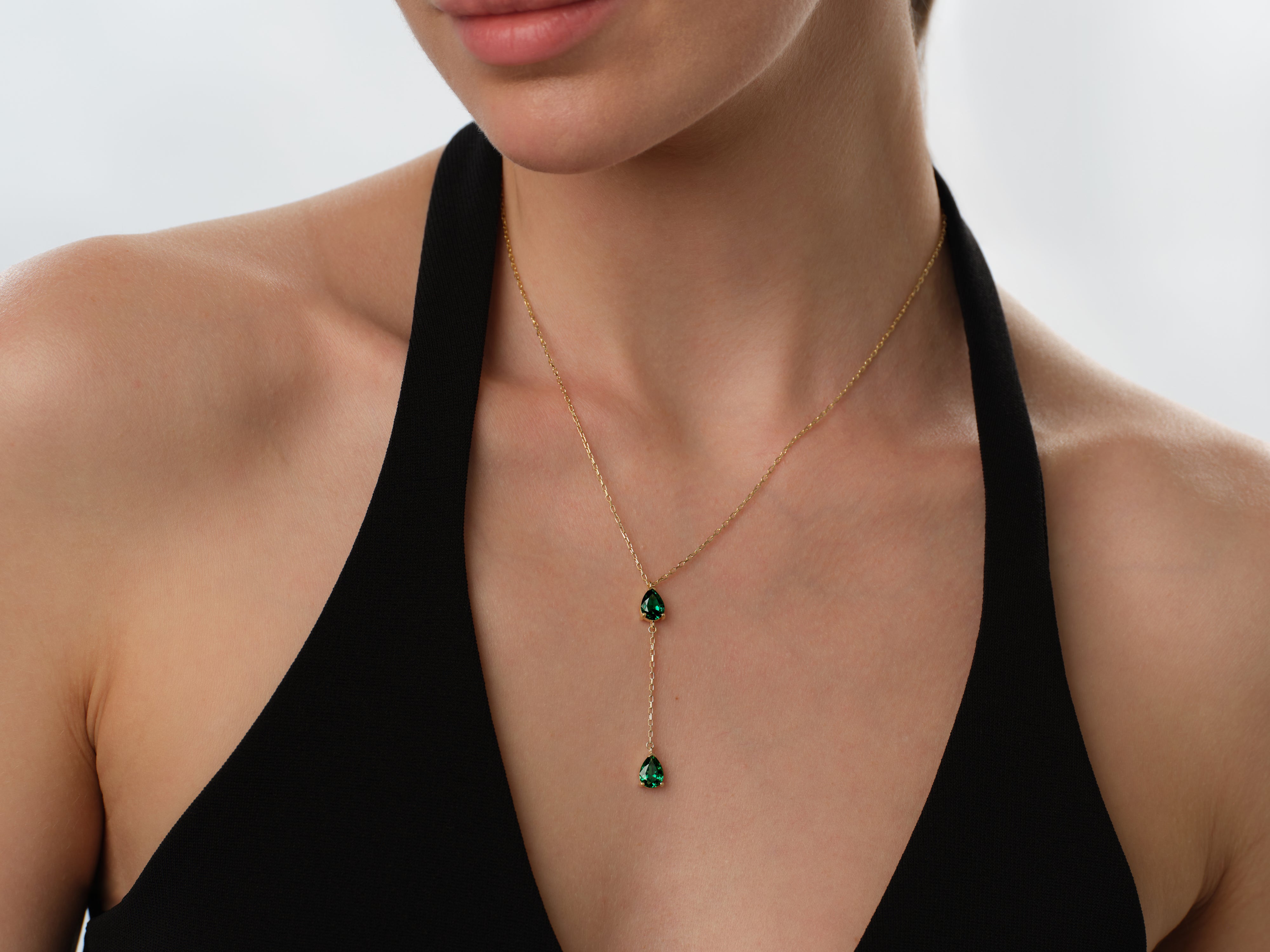 Raindrop Pear Birthstone Necklace