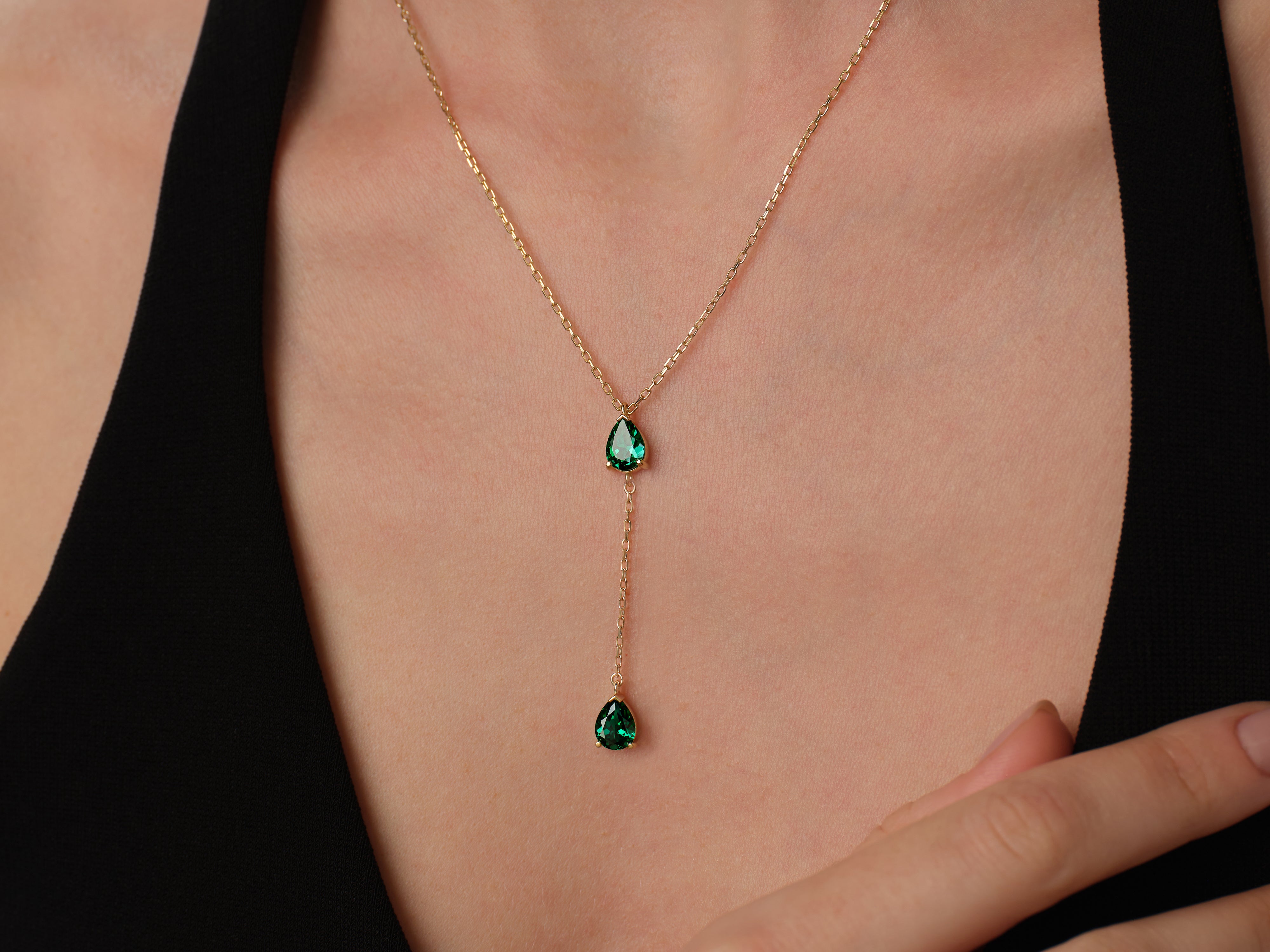 Raindrop Pear Birthstone Necklace