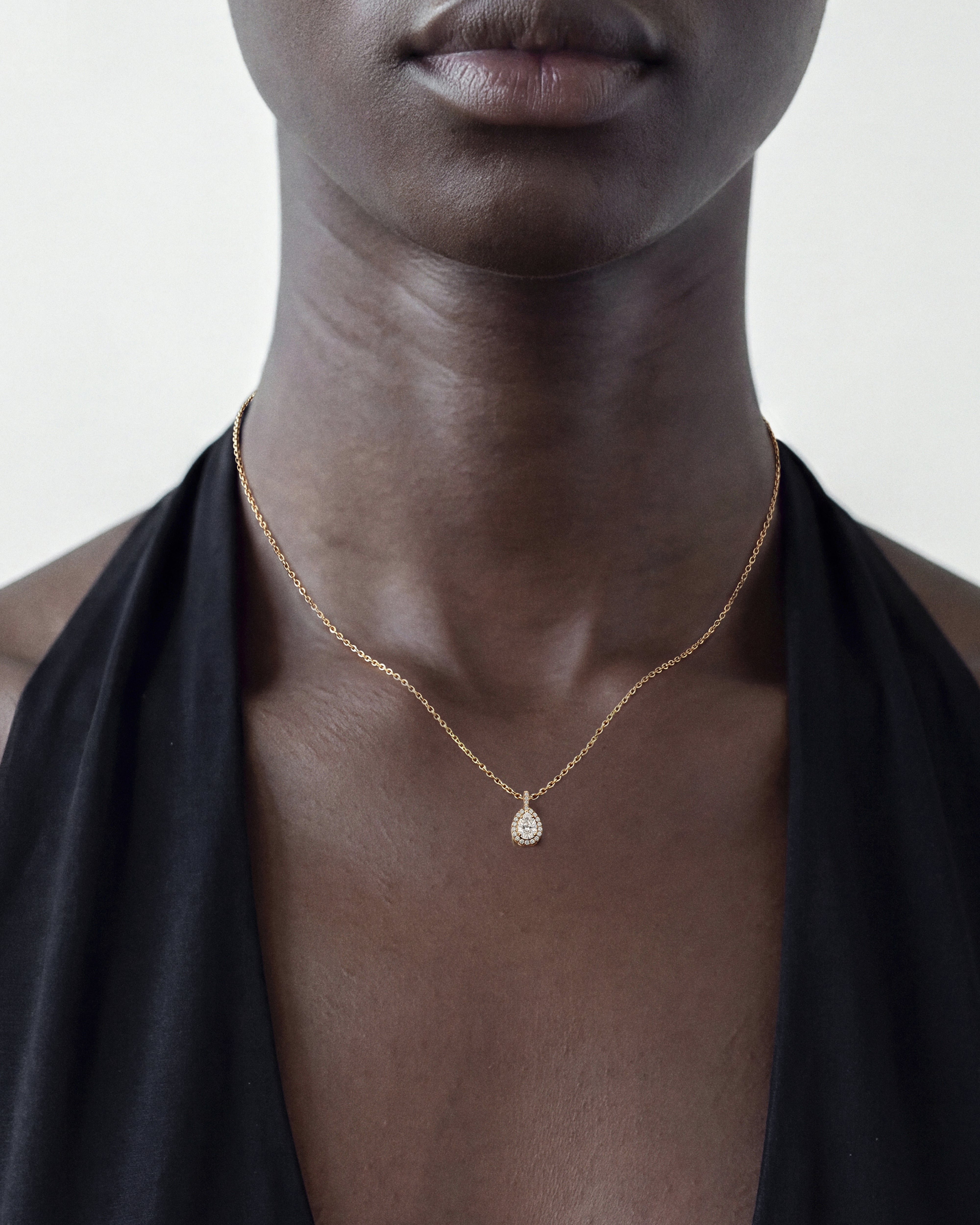 Teardrop Halo Pendant Necklace