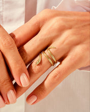 Gold diamond rings on hands, jewelry for women