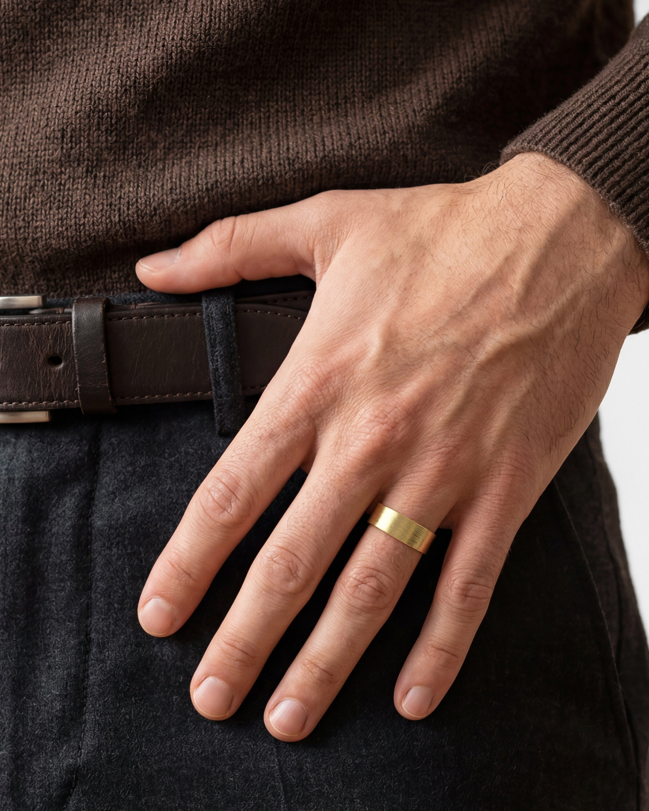 8mm Classic Flat Wedding Band - Matte Brushed