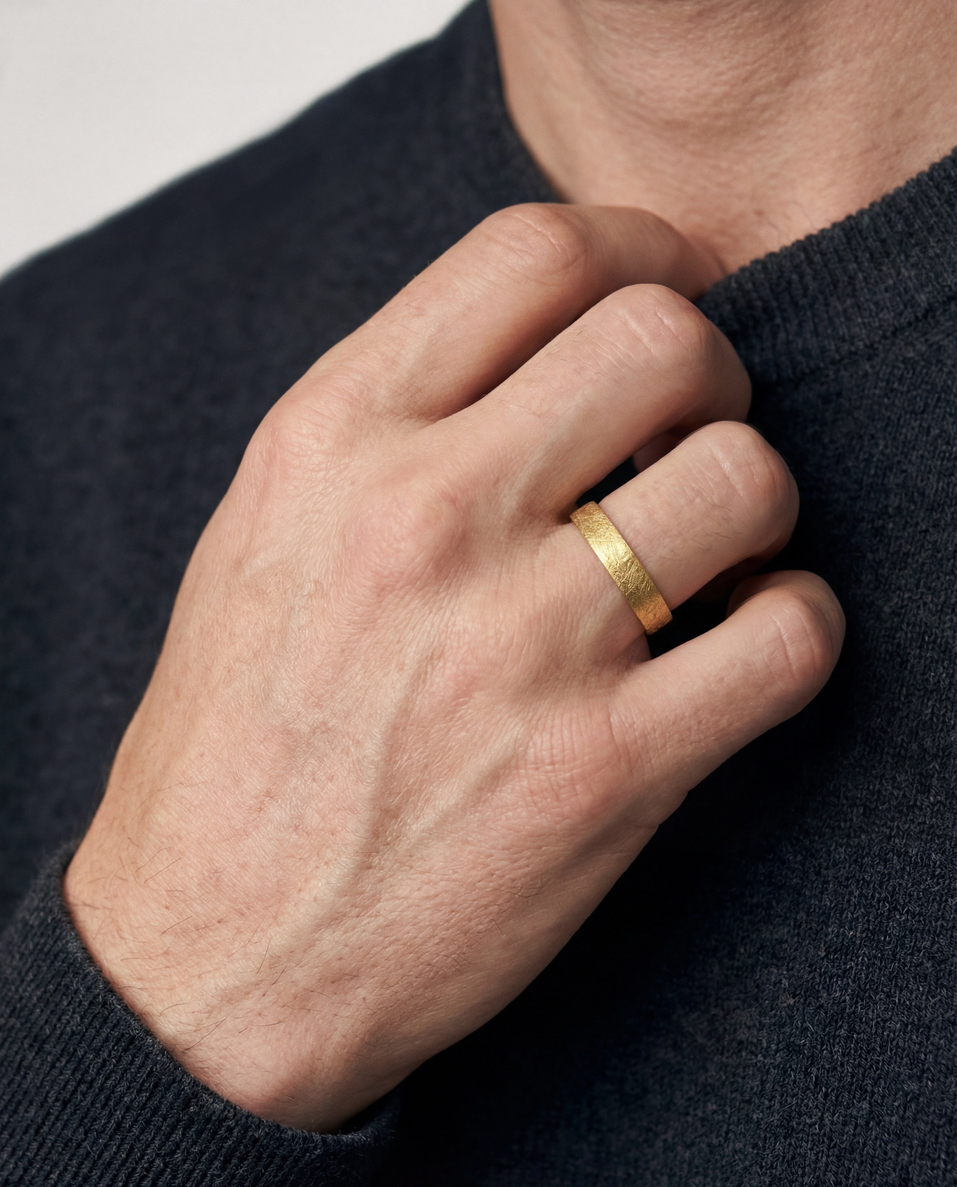 4mm Flat Wedding Band with Ice Matte Finish
