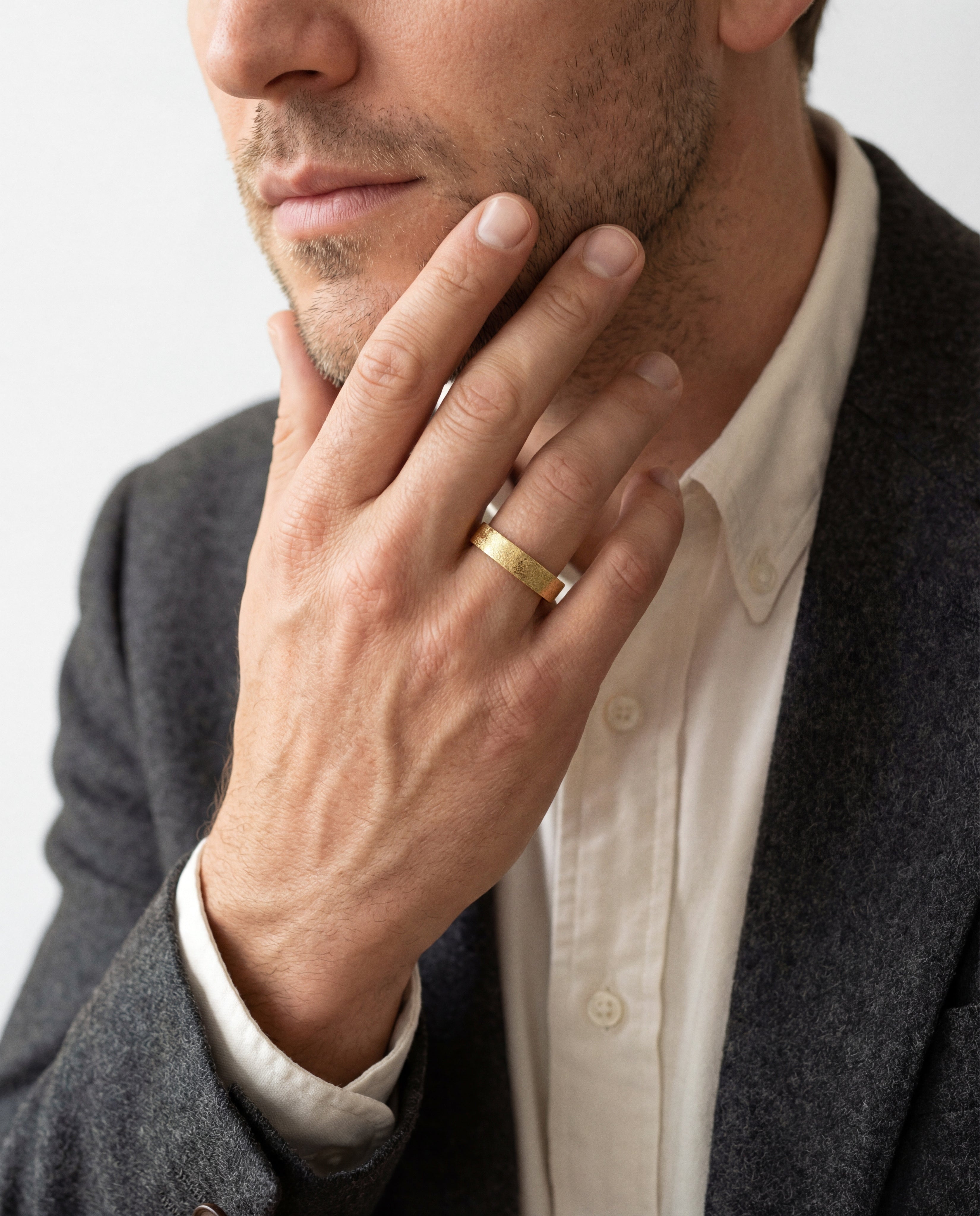5mm Flat Wedding Band with Ice Matte Finish