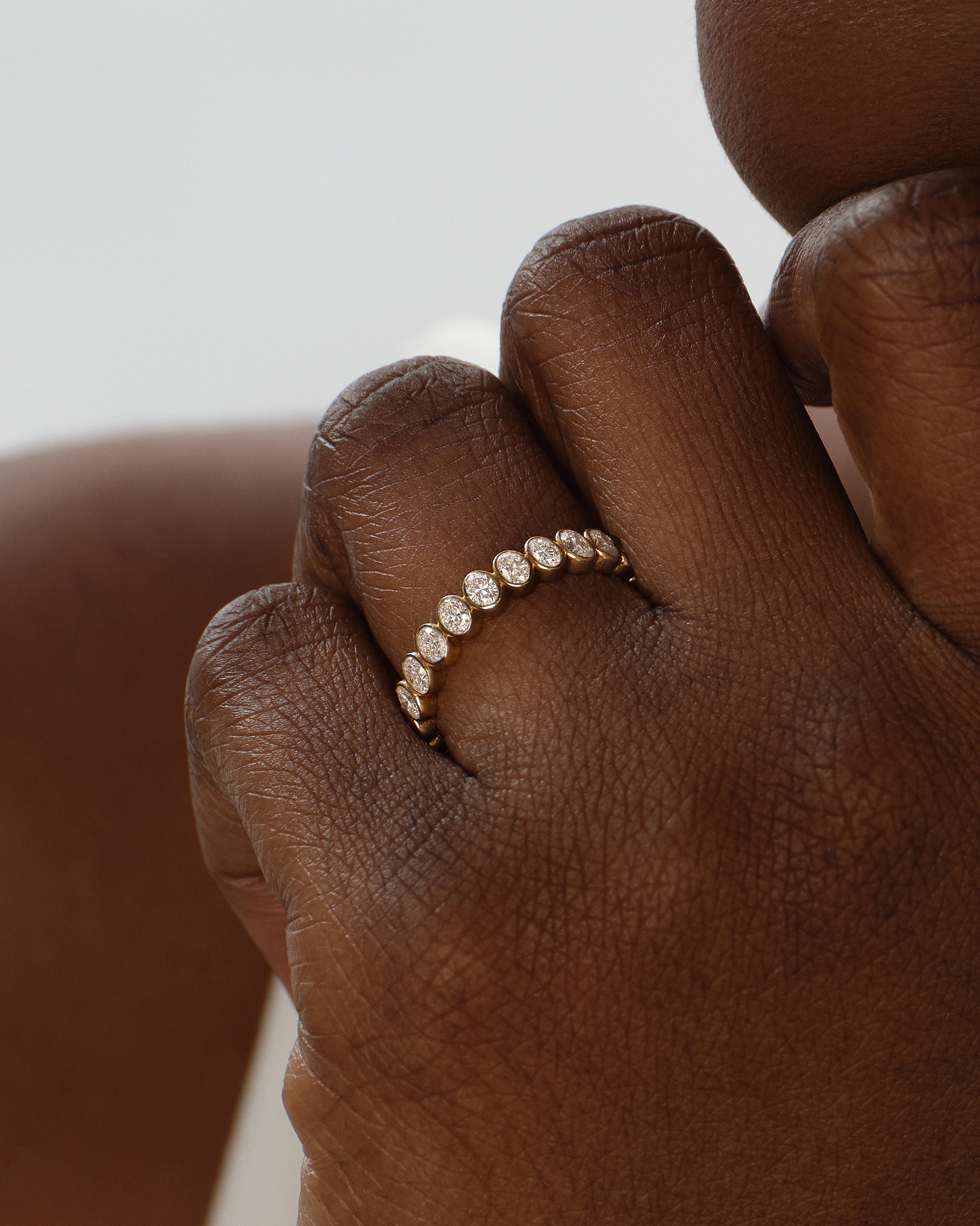 Bezel Oval Half Eternity Band (0.75 CT TW)