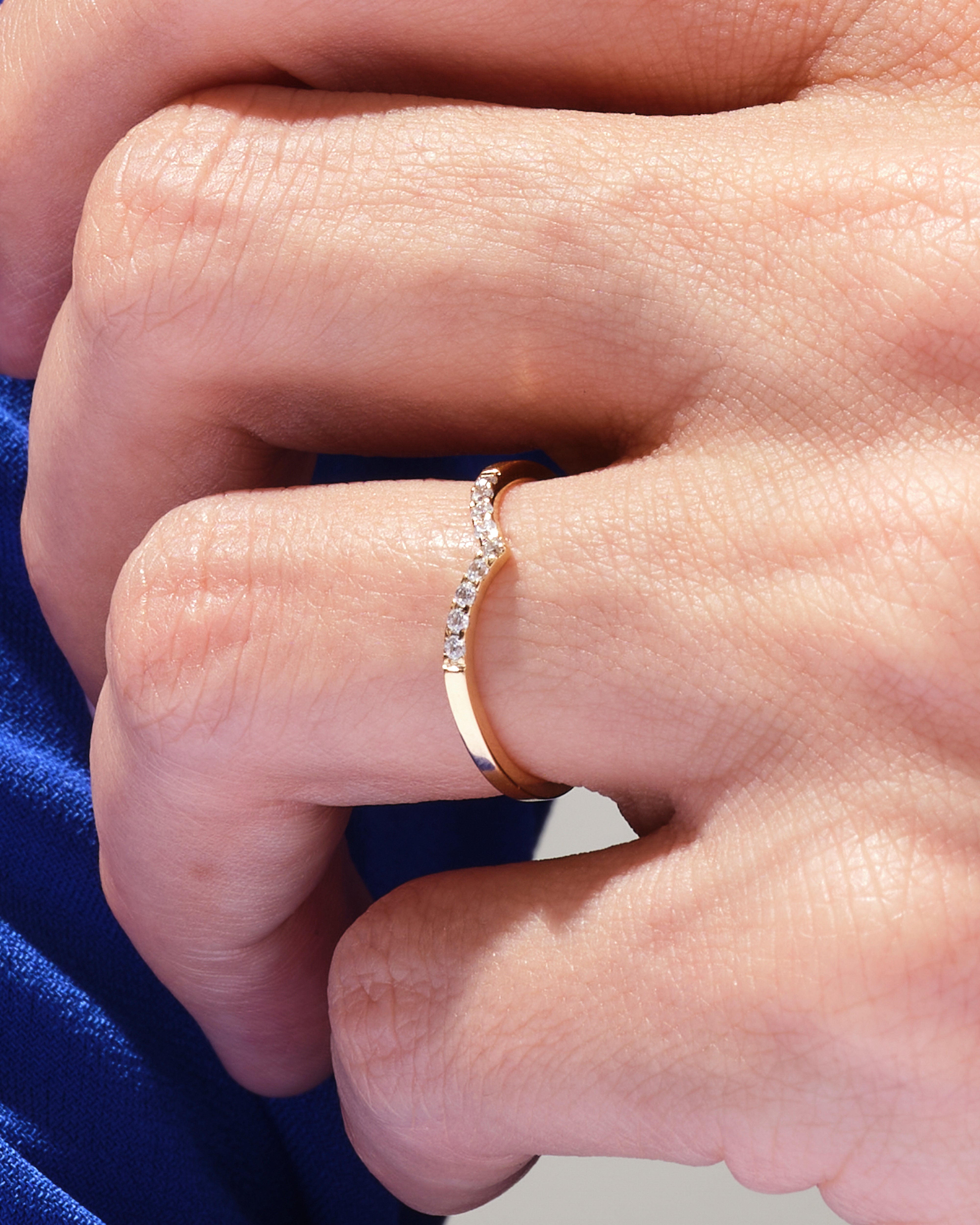 Nine-Stone Curved Wedding Band