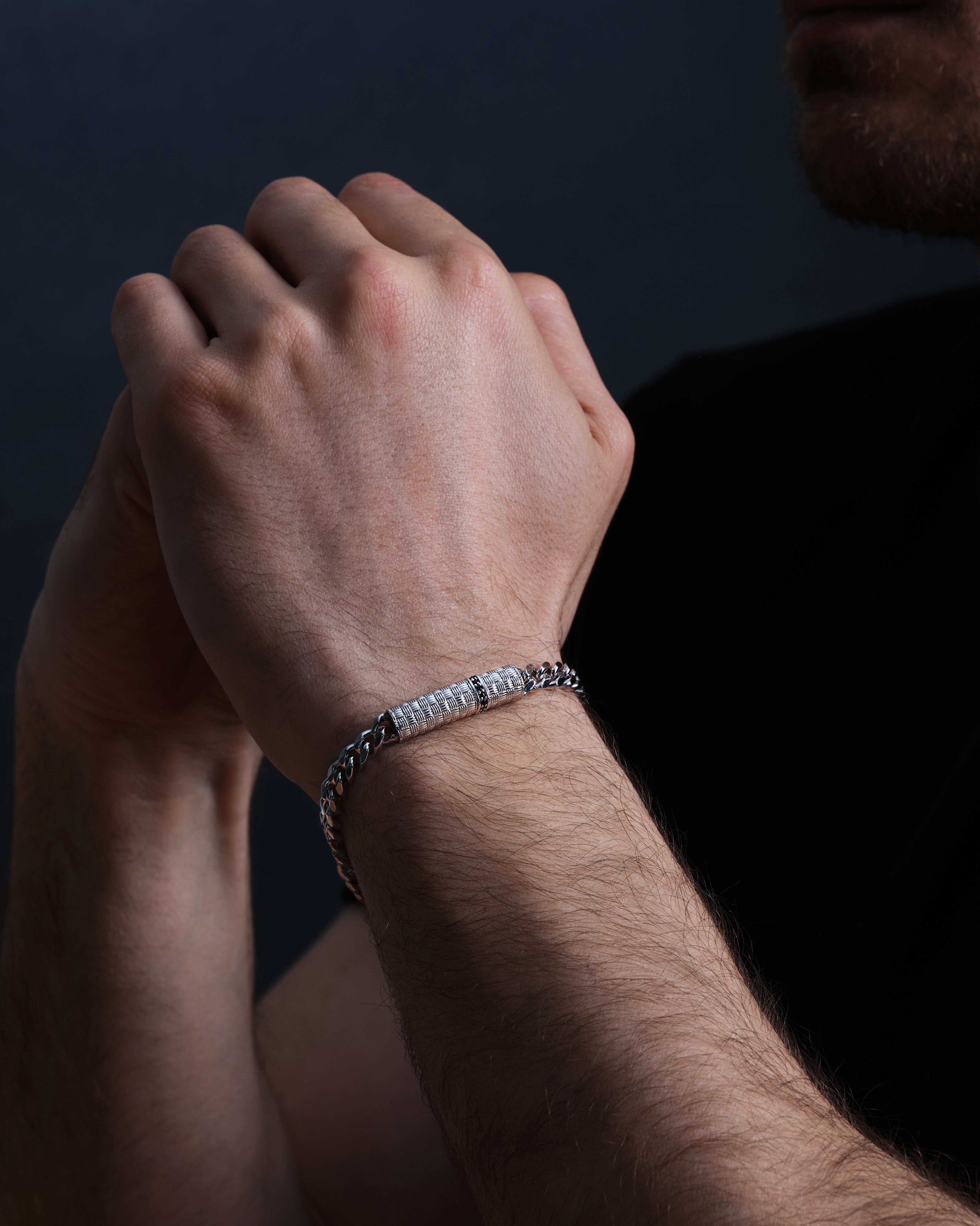 Cuban Chain Bracelet with Black Diamonds