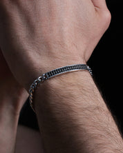 Bold Cuban Chain Bracelet with Black Diamonds