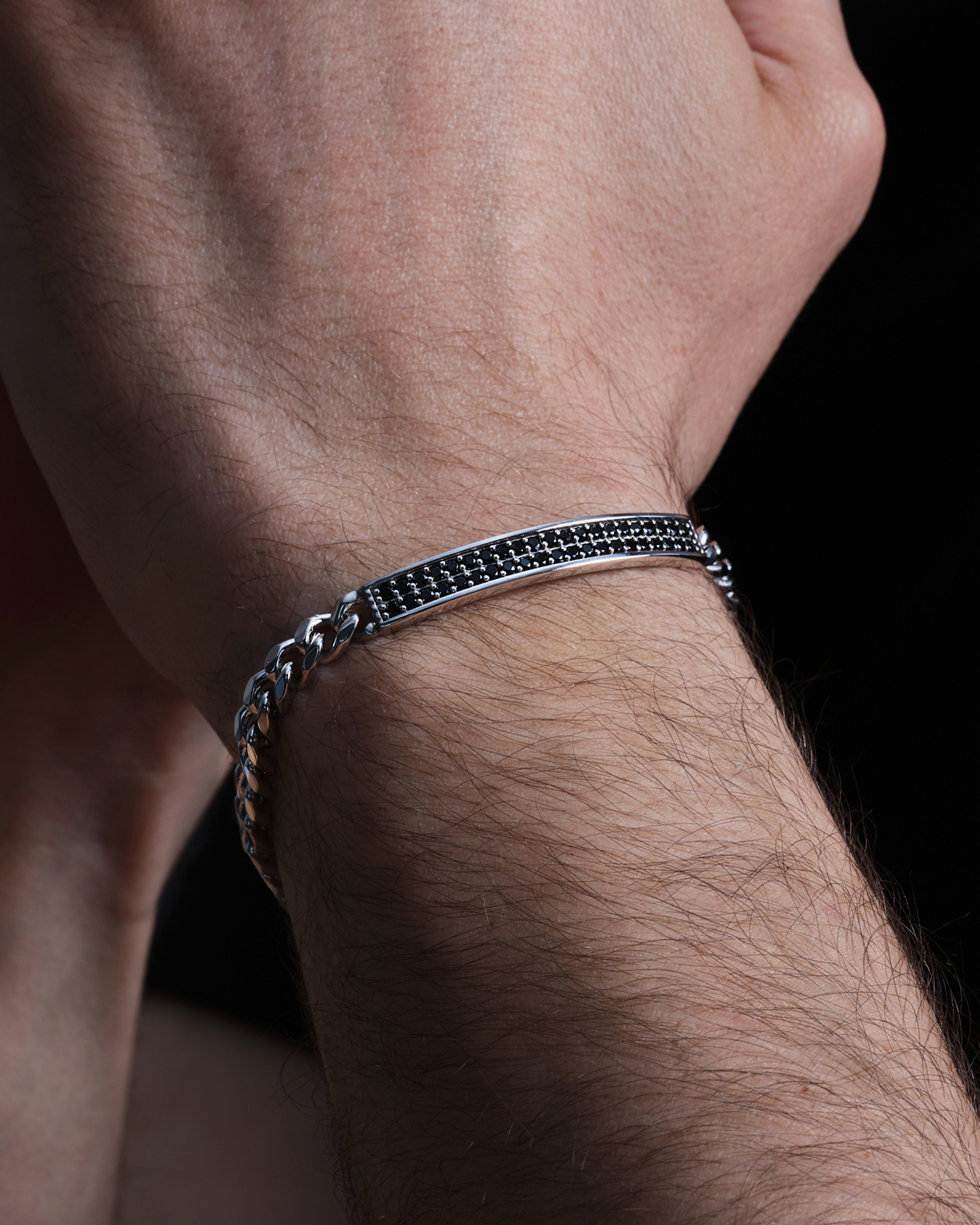 Bold Cuban Chain Bracelet with Black Diamonds
