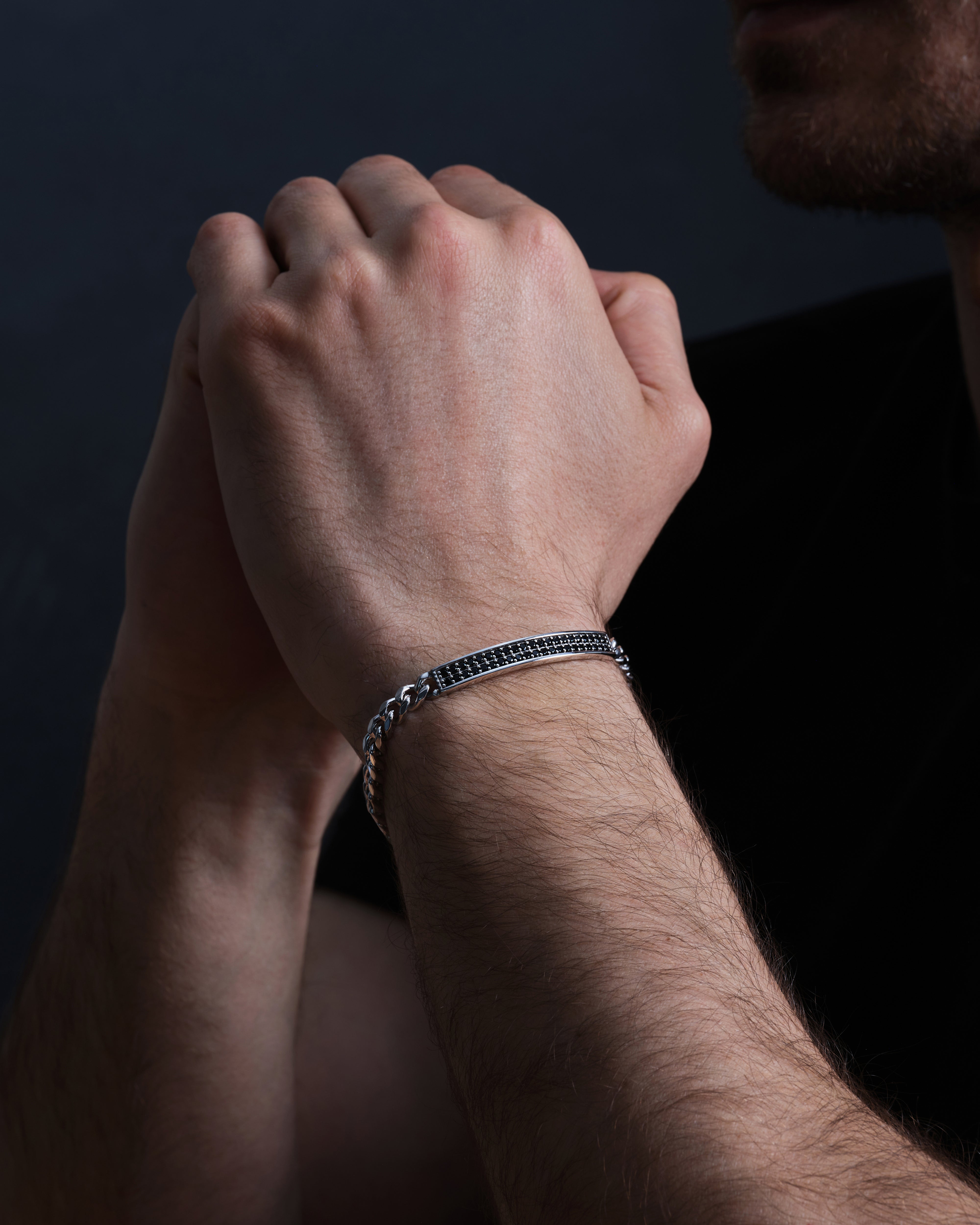 Bold Cuban Chain Bracelet with Black Diamonds