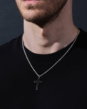 2.5mm Rope Chain Black Cross Necklace