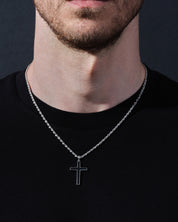 2.5mm Rope Chain Black Cross Necklace
