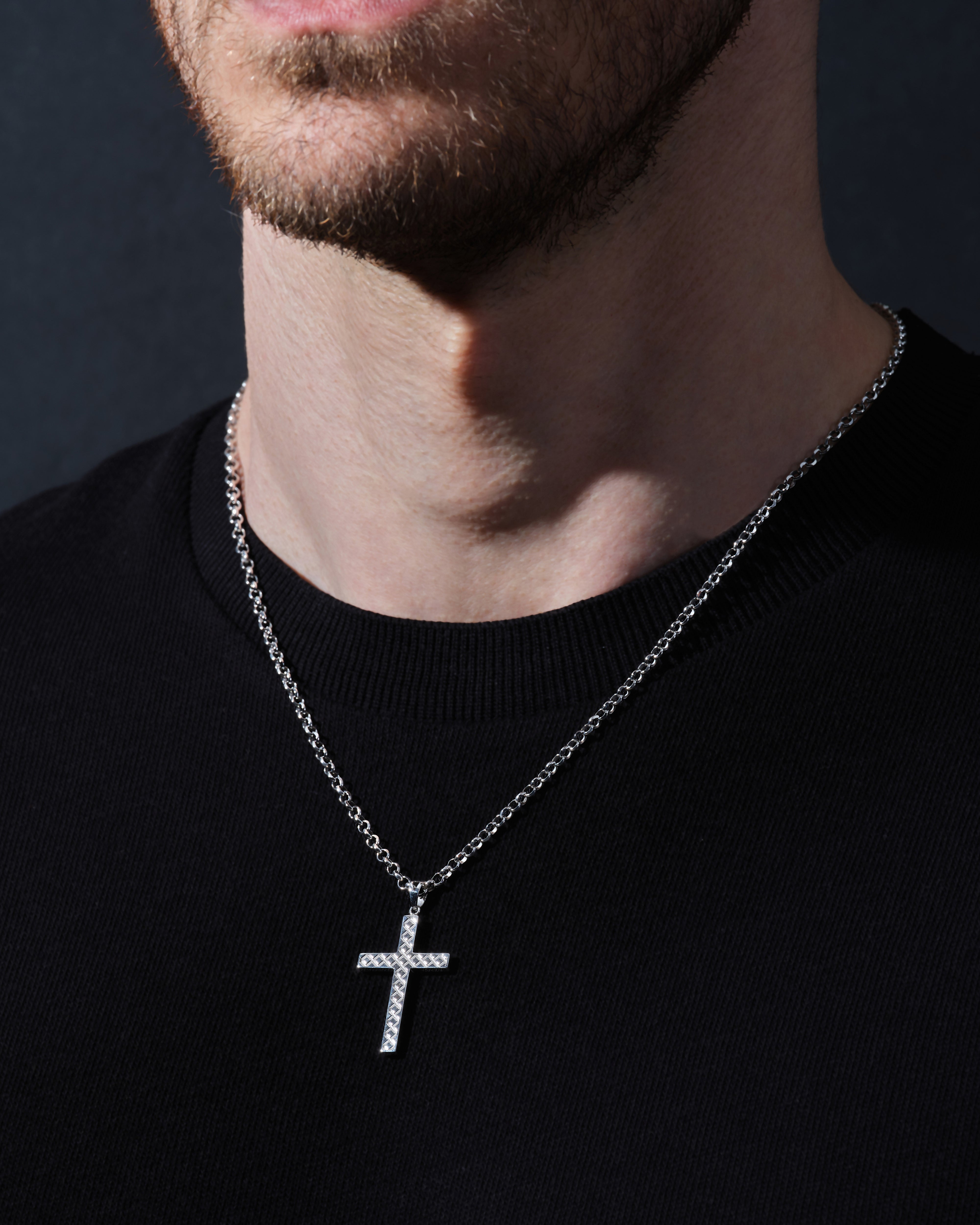 3.0mm Rolo Chain Cross Necklace