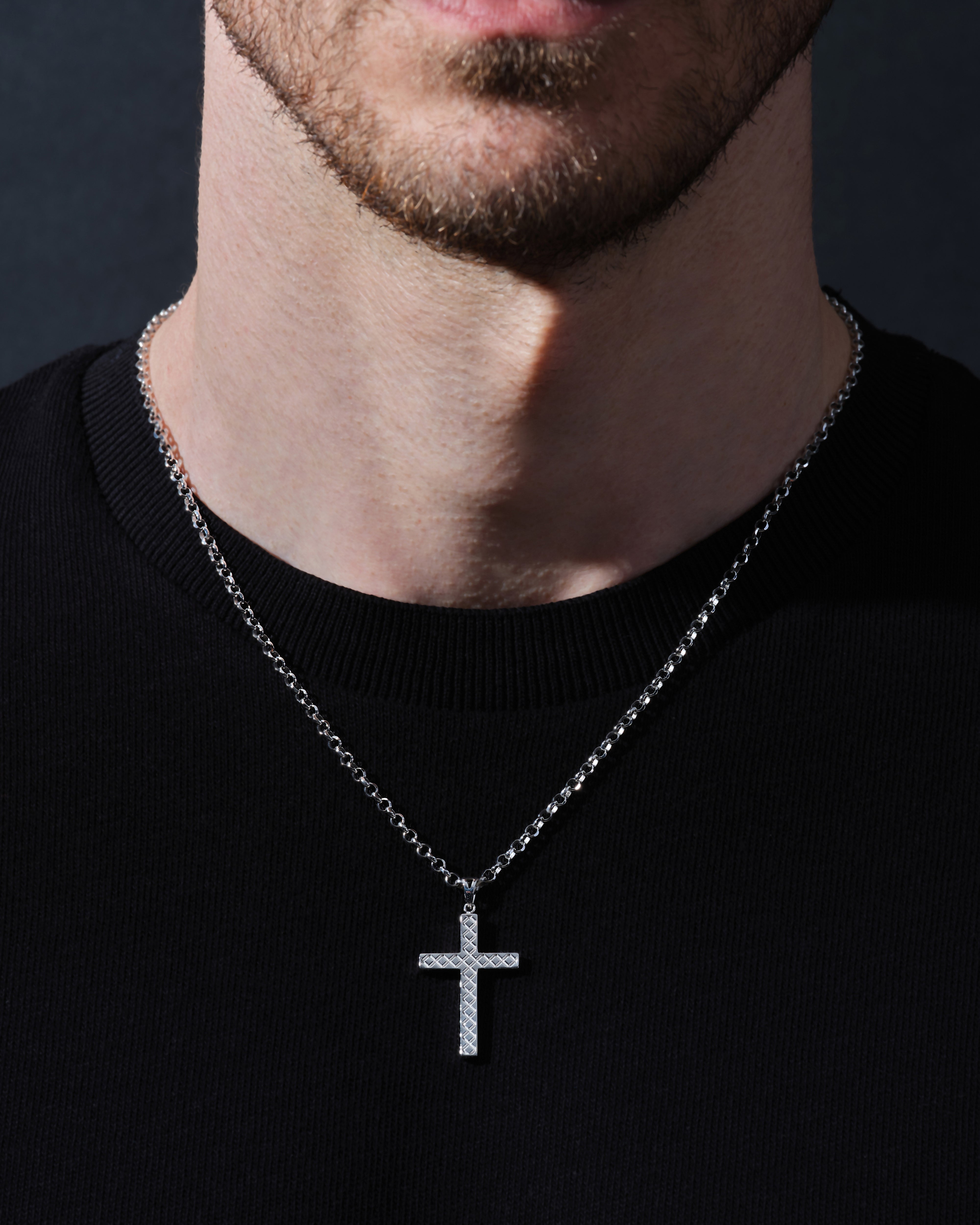 3.0mm Rolo Chain Cross Necklace