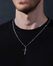 2.5mm Figaro Chain Cross Necklace