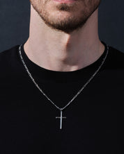 2.5mm Figaro Chain Cross Necklace