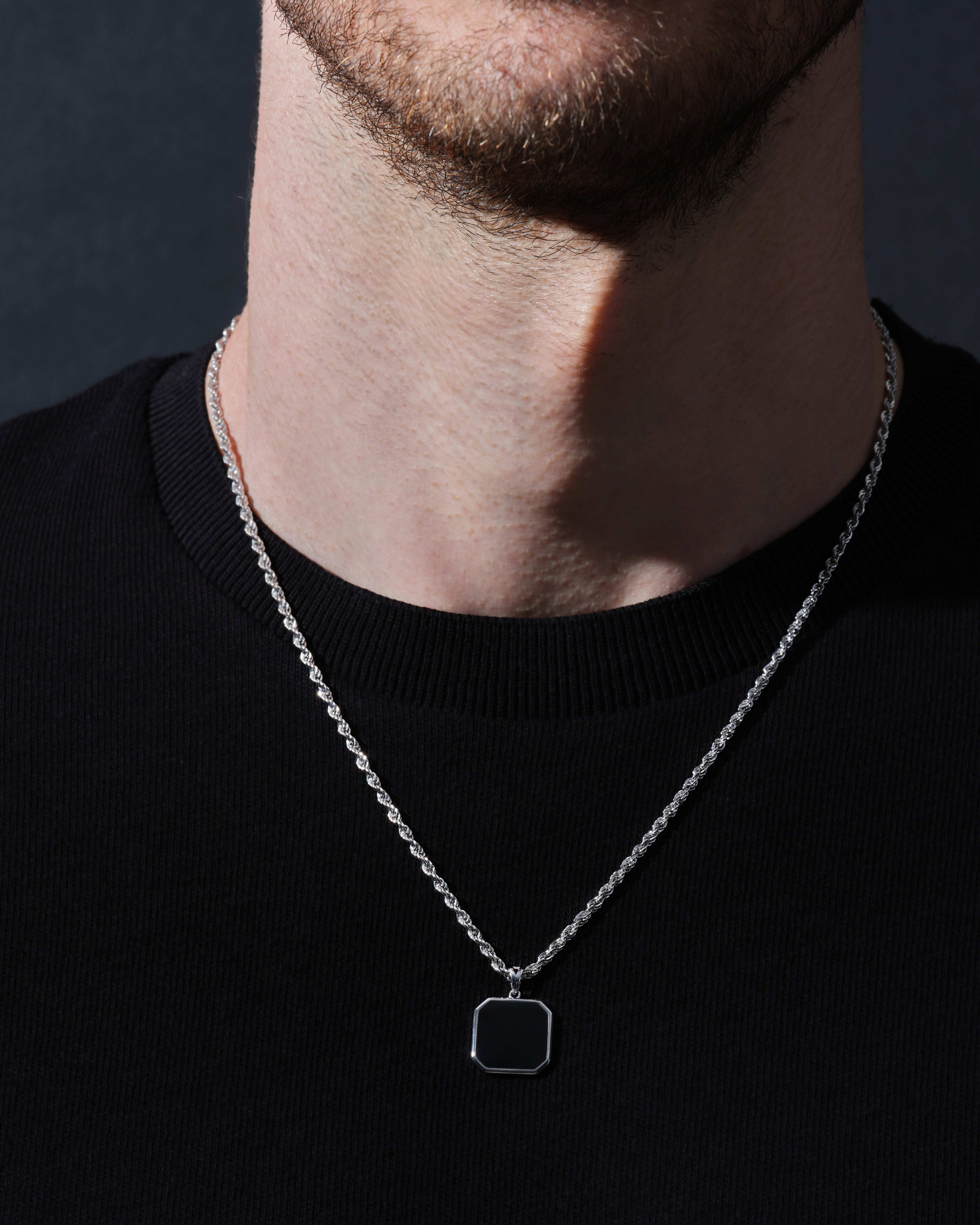 Rope Chain Octagon Enamel Necklace