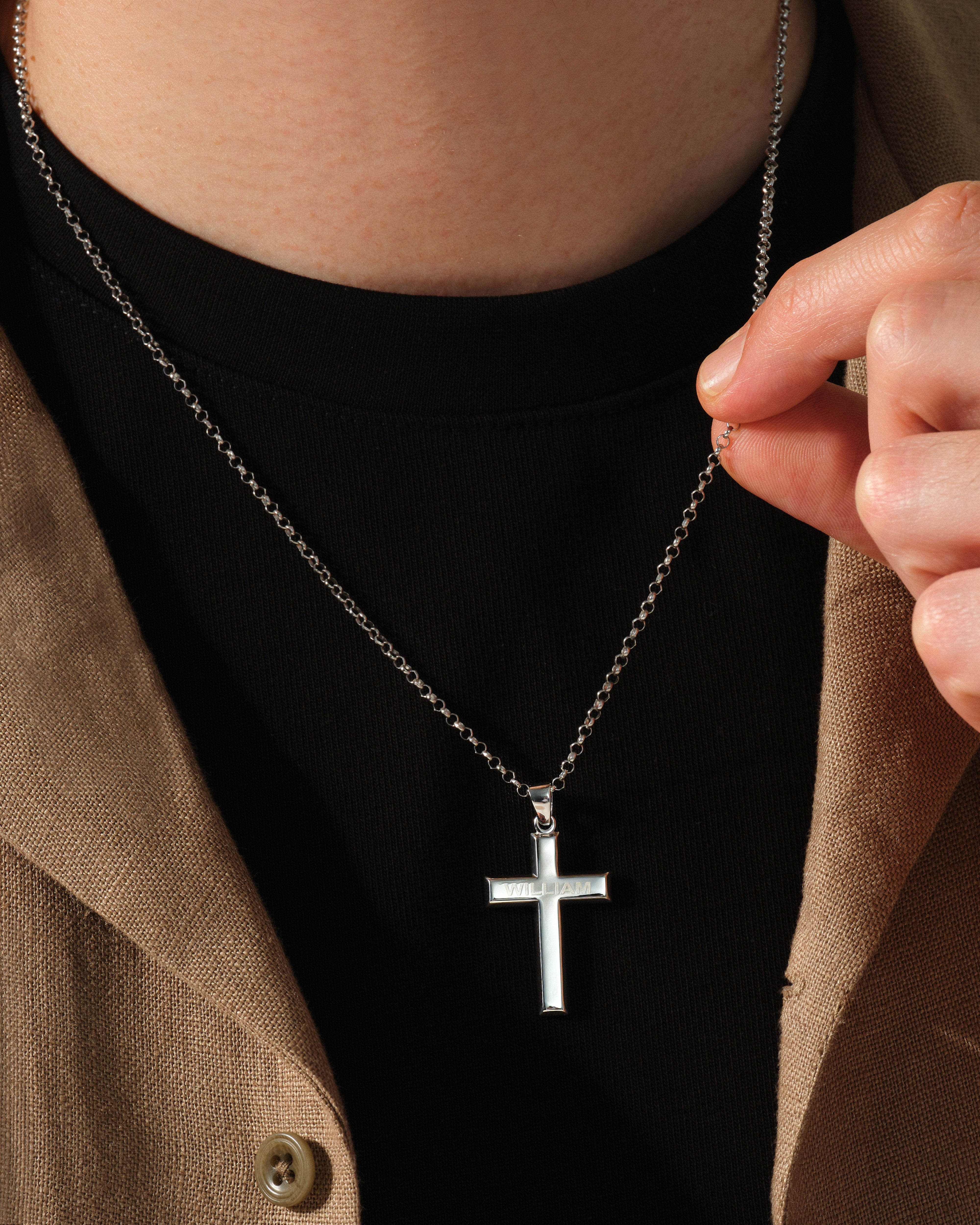 Men's Name Cross Pendant Necklace