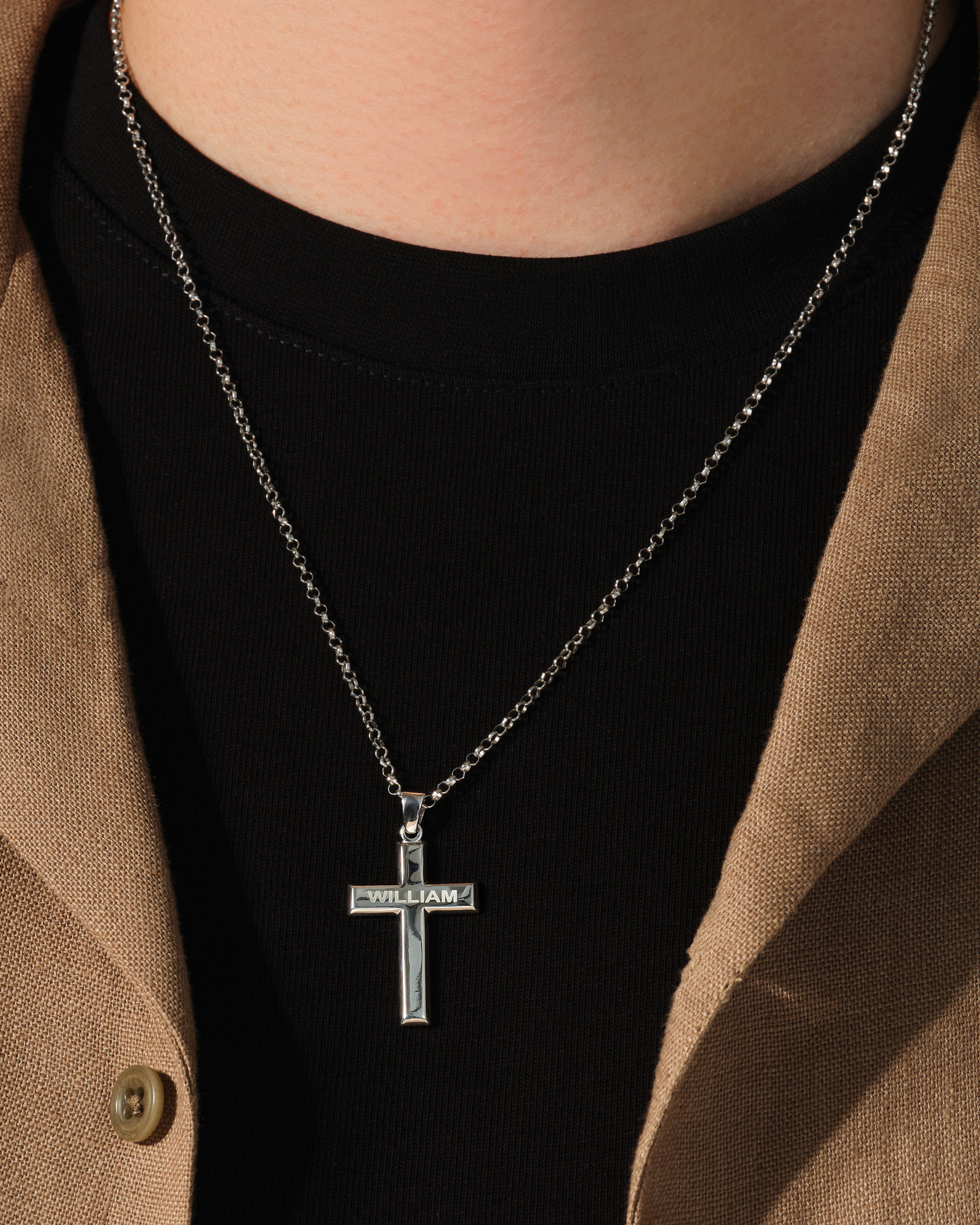 Men's Name Cross Pendant Necklace