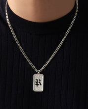 Textured Initial Plate Pendant Necklace