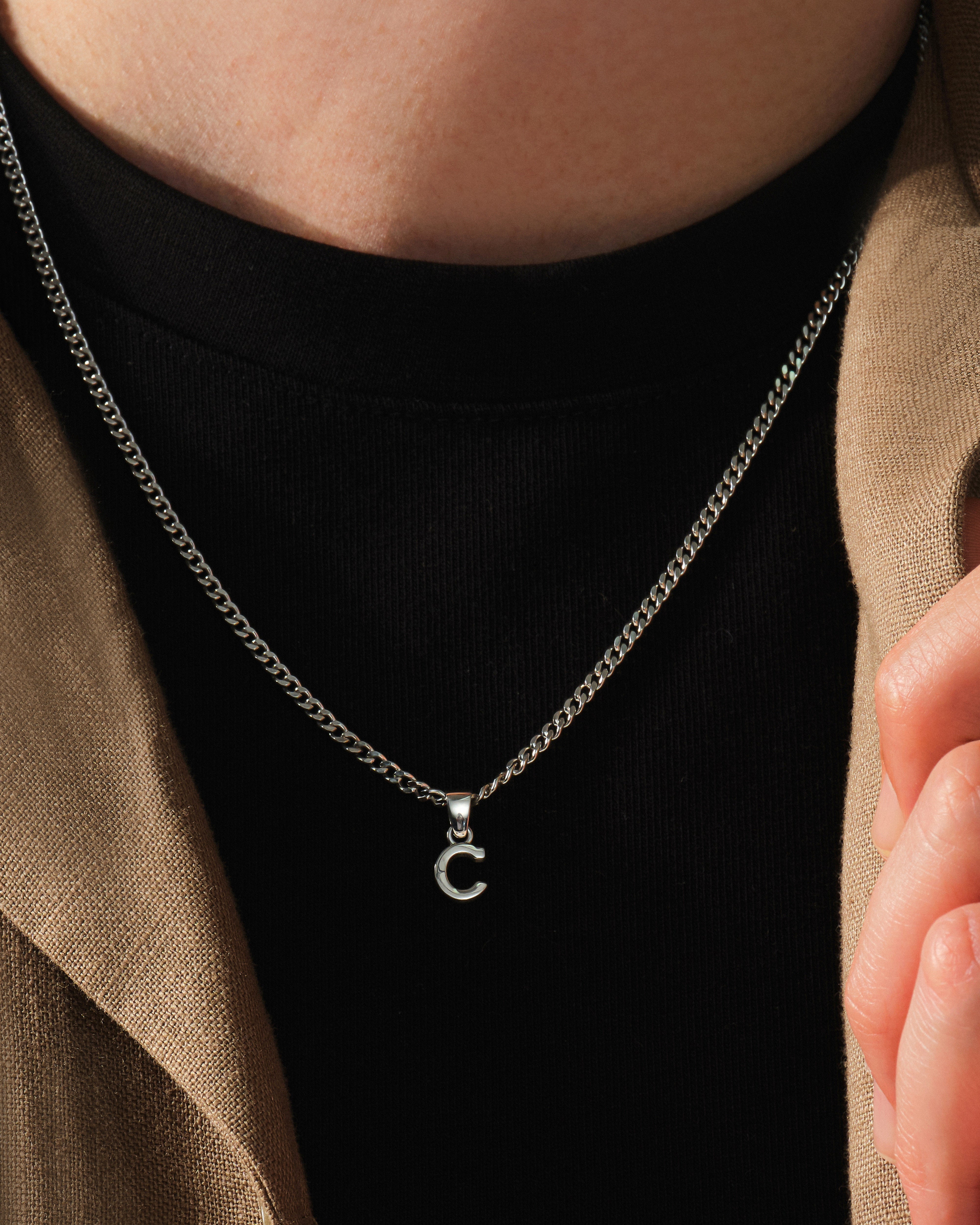 Initial Pendant Cuban Chain Necklace