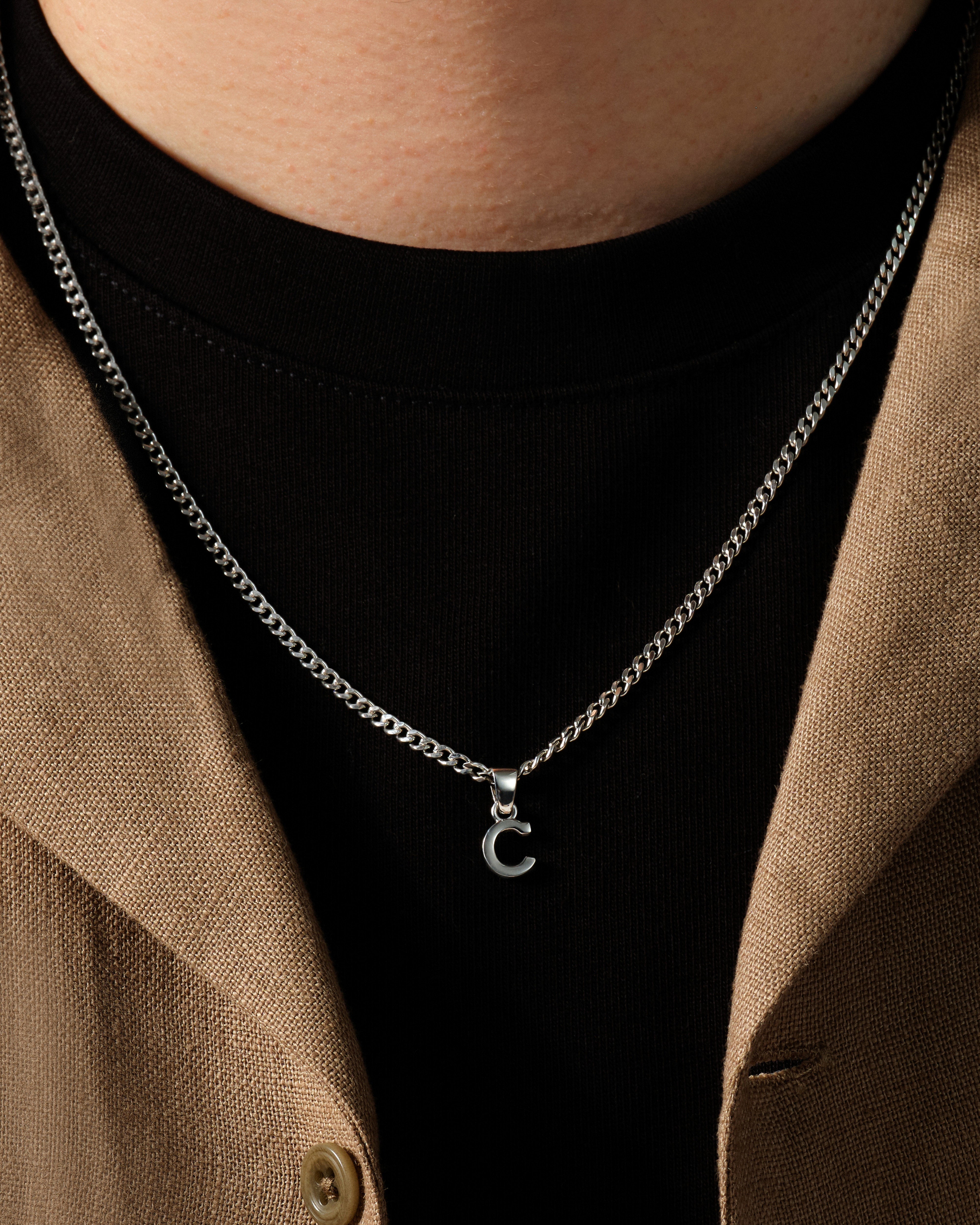 Initial Pendant Cuban Chain Necklace