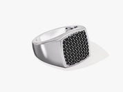 Men's silver ring with black diamonds, luxury jewelry