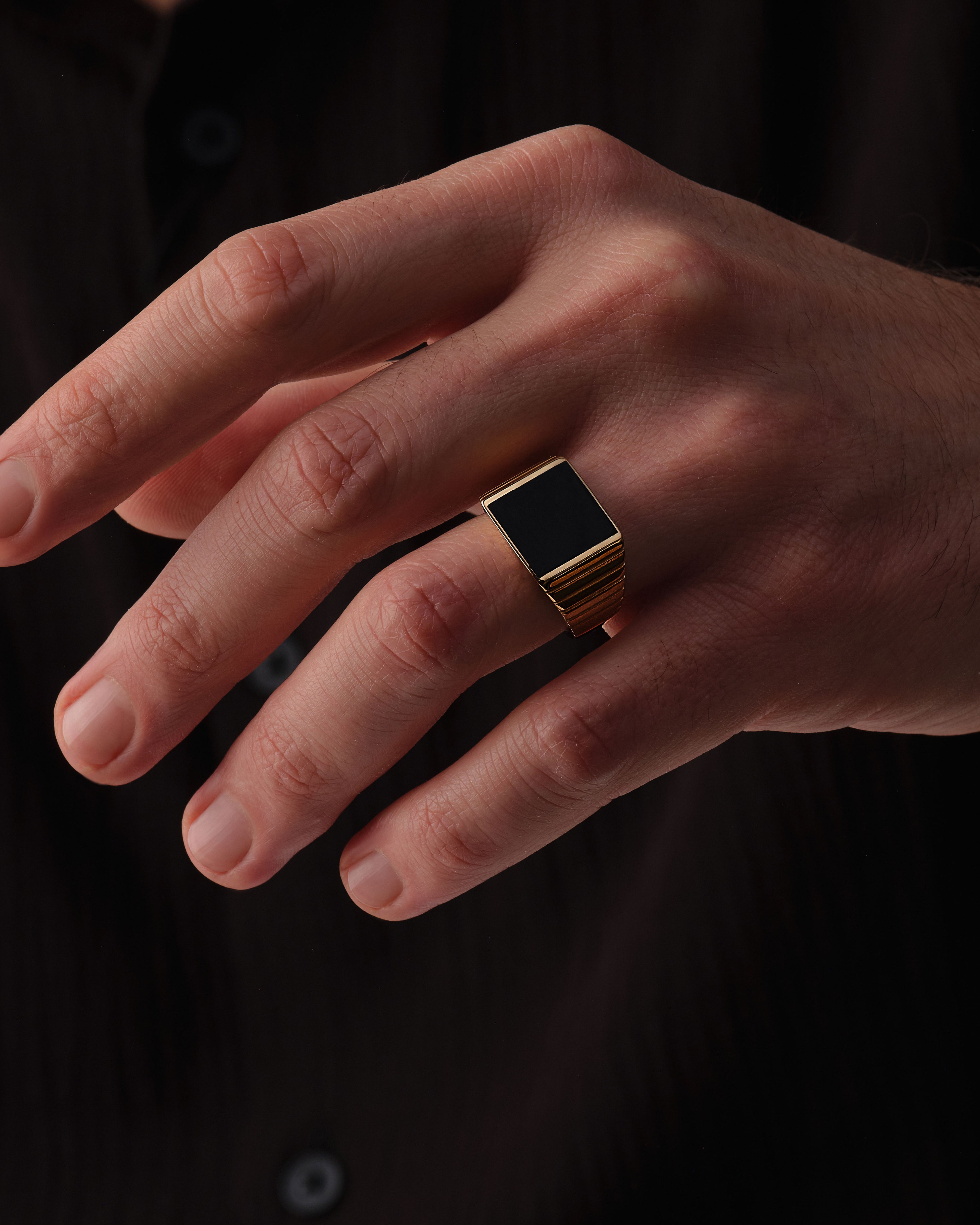 Black Enamel Signet Ring