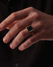 Black Enamel Signet Ring