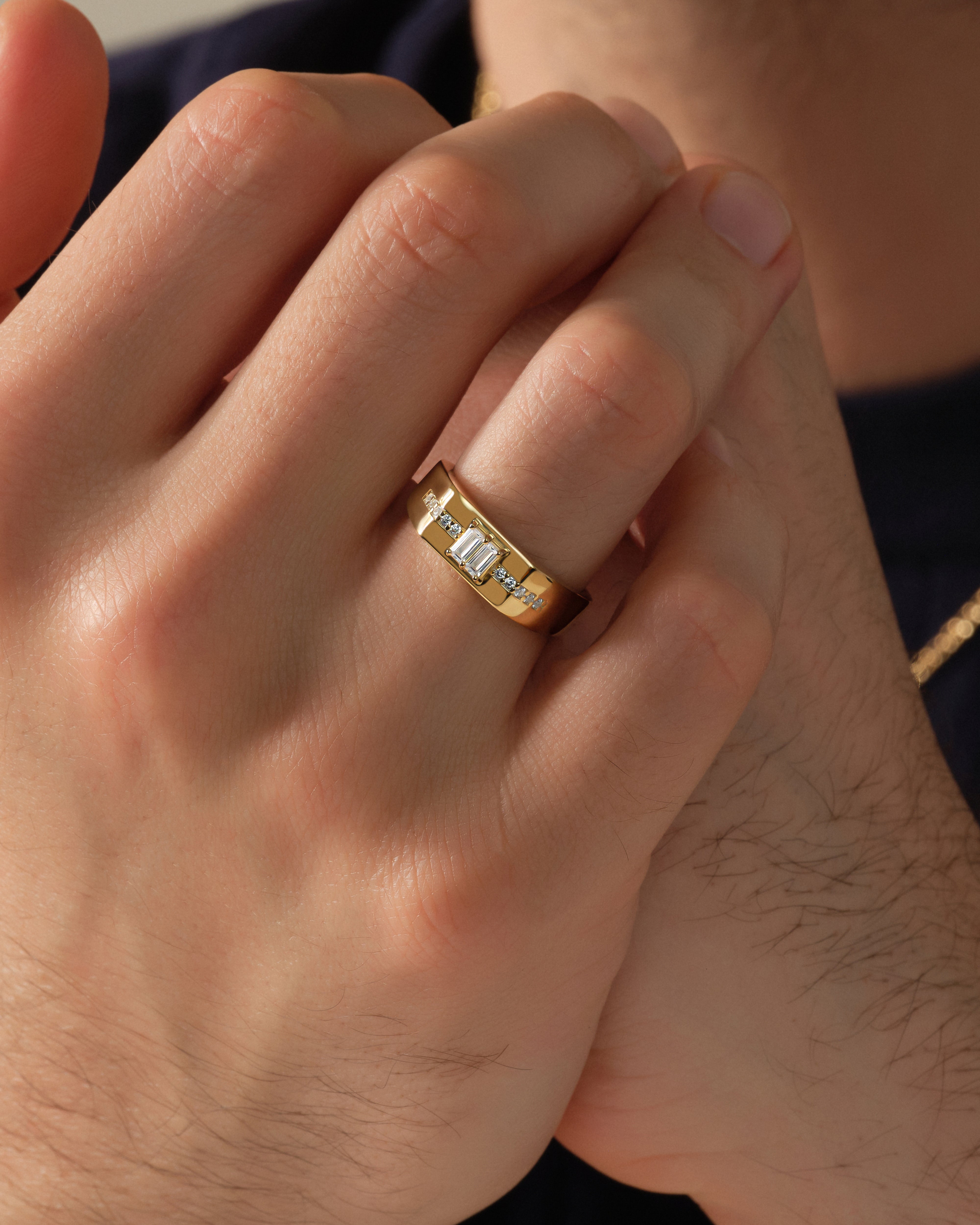 Men's Baguette Cut Moissanite Ring