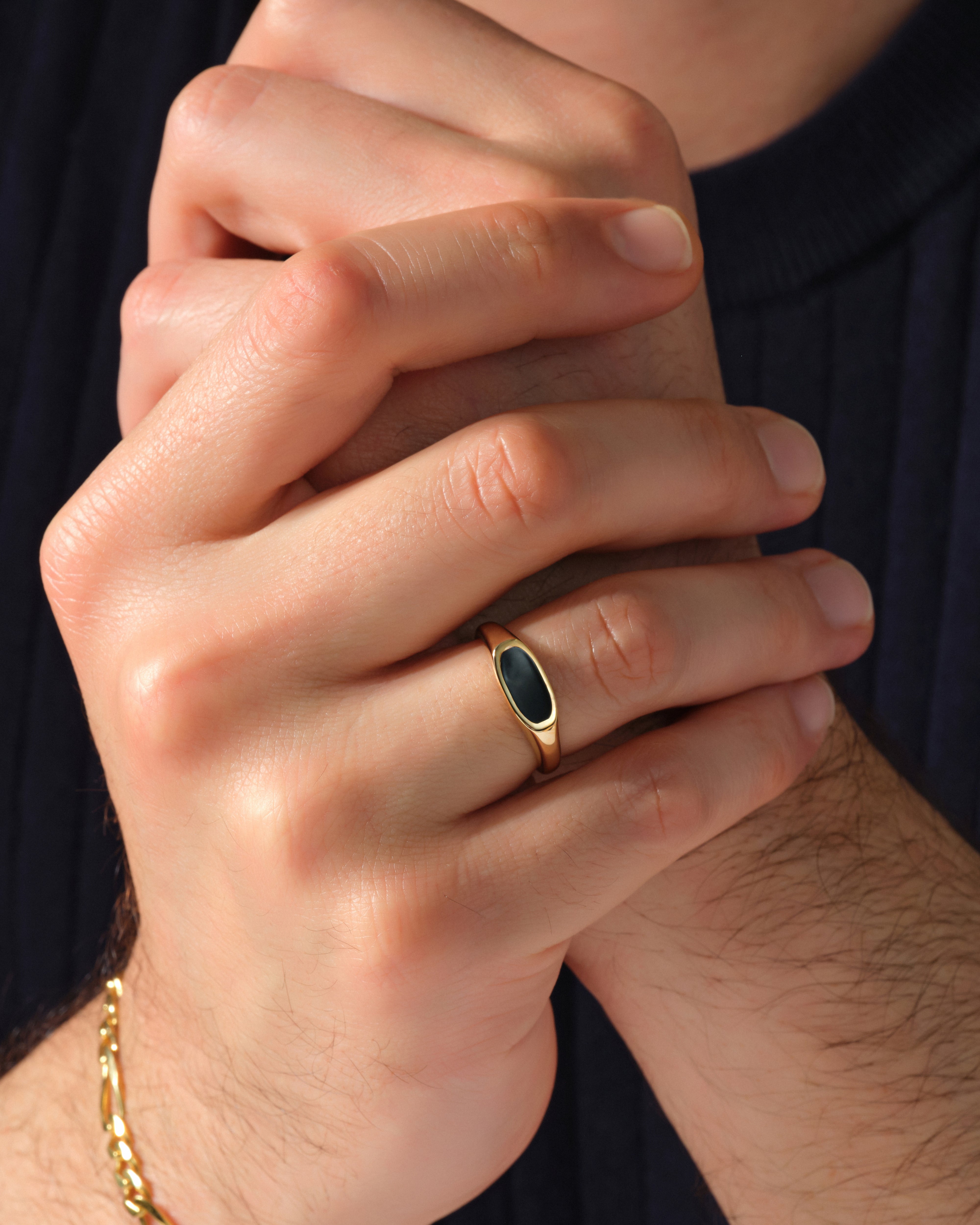 Men's Black Enamel Signet Ring