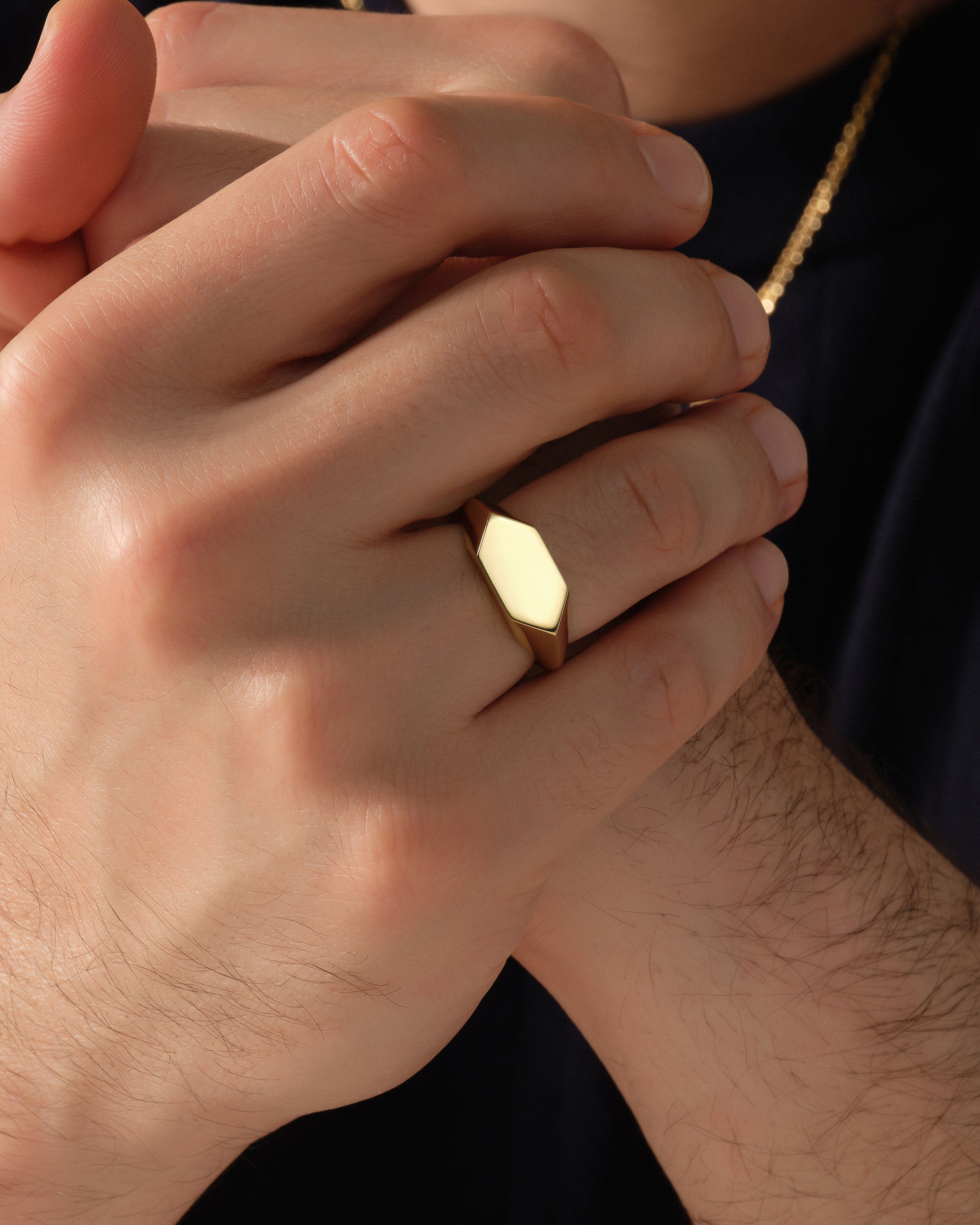 Sharp Hexagon Signet Ring
