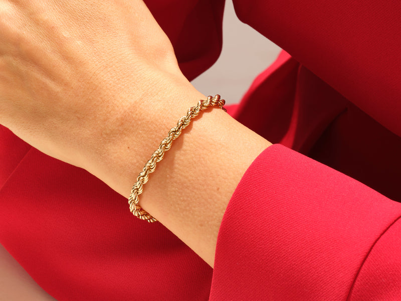 14k Yellow Gold 4.5mm Rope Chain Bracelet