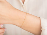 Yellow, White, Rose, 0.02ct, 0.03ct, 0.05ct, 0.10ct, 14k Gold Bezel Set Diamond Bracelet on a Woman's Wrist
