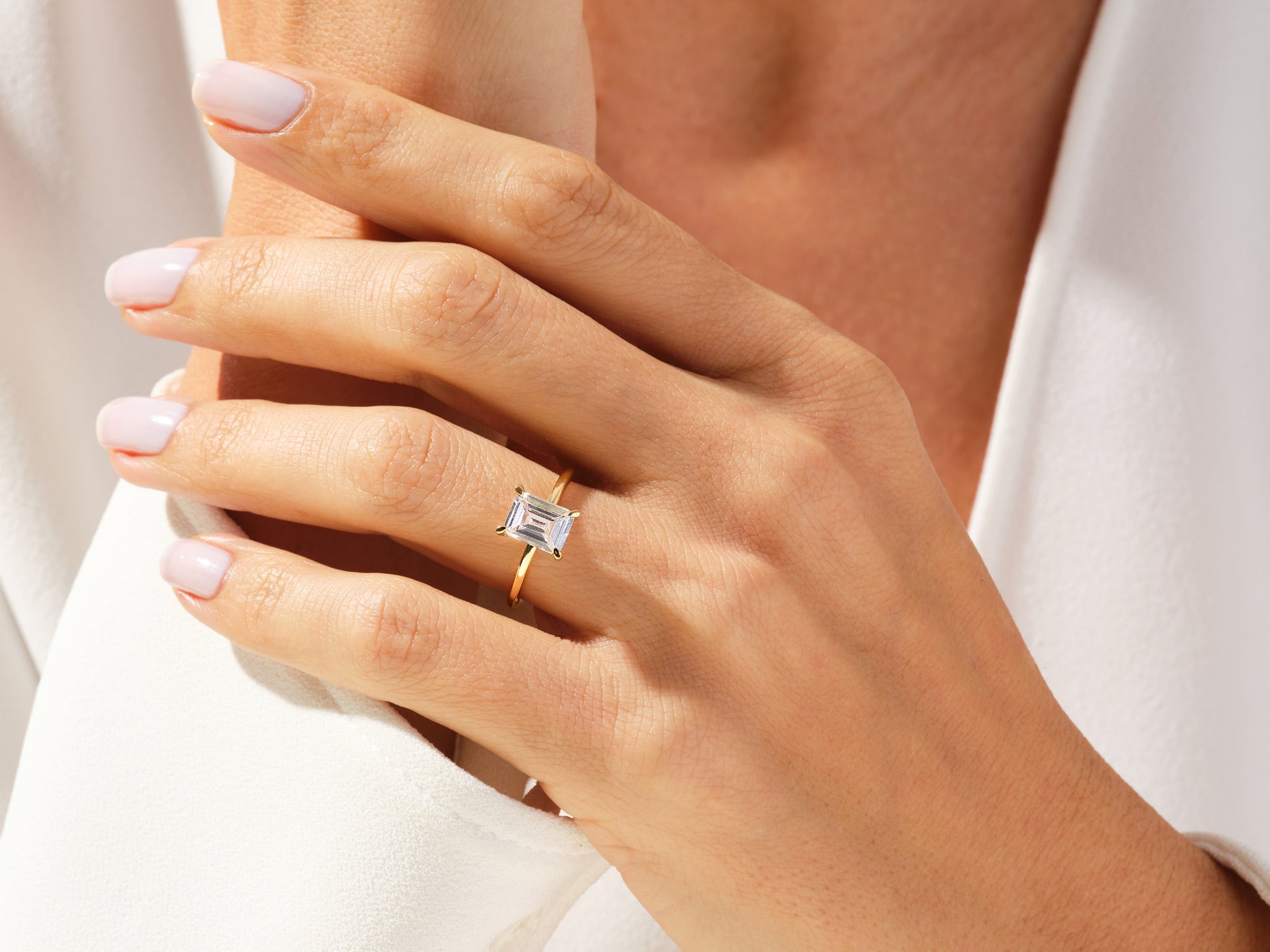 Emerald Cut Solitaire Moissanite Engagement Ring (1.50 CT)