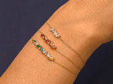 Baguette Cut Birthstone Bracelet in 14k Solid Gold