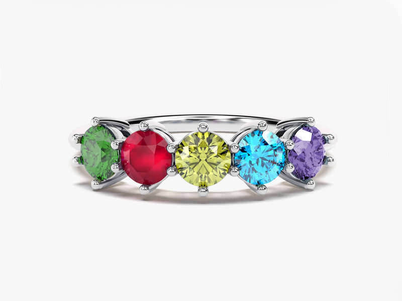 Round Cut Birthstone Family Ring - Gold Vermeil