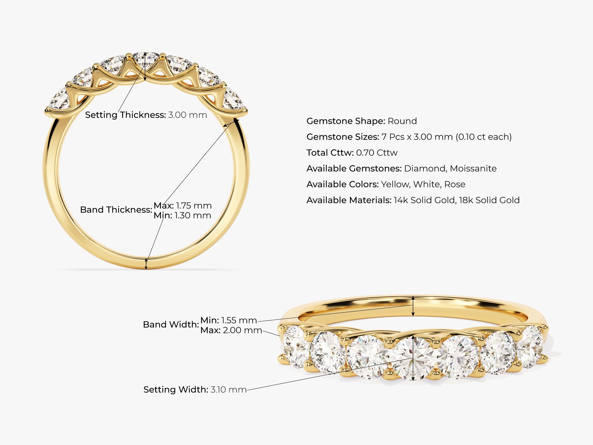 Seven Stone Trellis Moissanite Anniversary Band (0.70 CT TW)