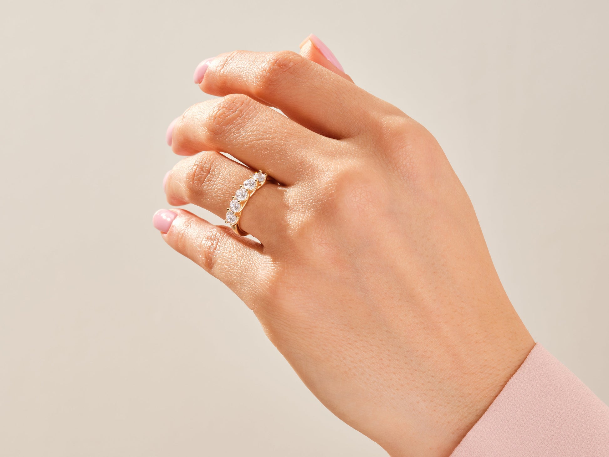Five Stone Trellis Moissanite Anniversary Band (1.00 CT TW)