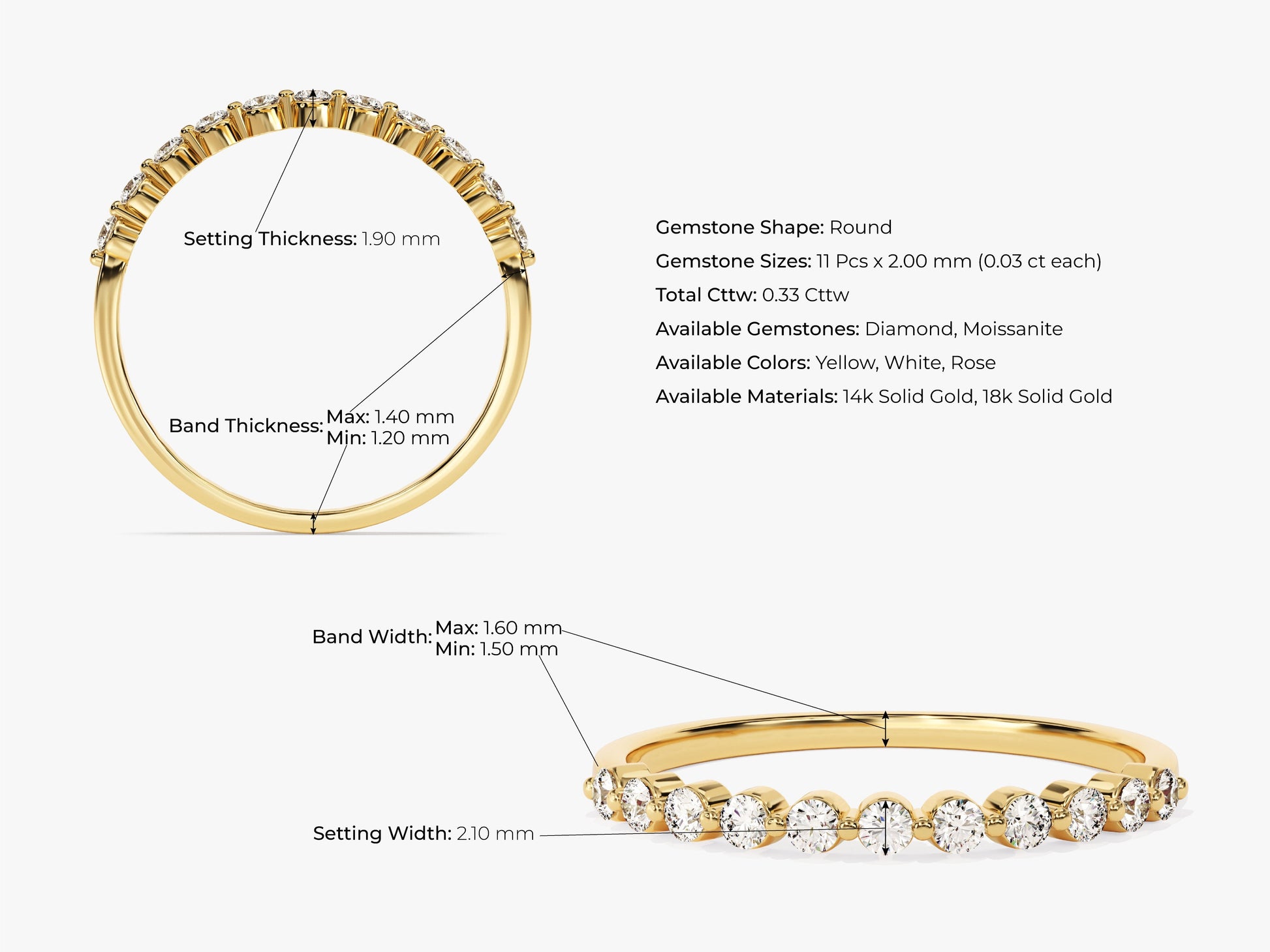 Floating Eleven Stone Moissanite Anniversary Band (0.33 CT TW)