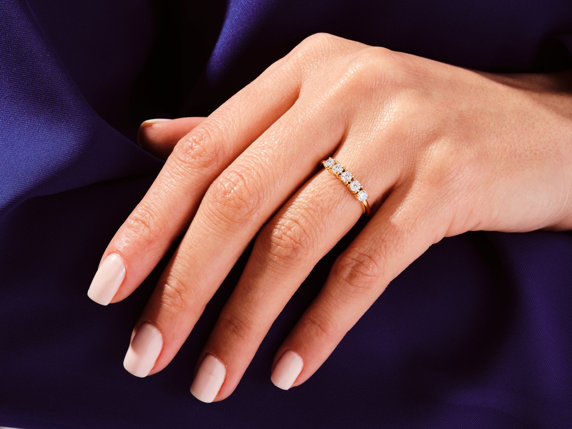 Five Stone Basket Moissanite Anniversary Band (0.50 CT TW)