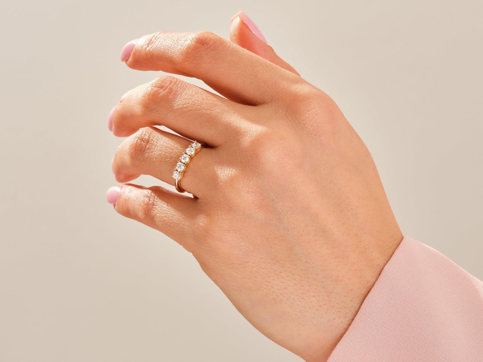 Five Stone Basket Moissanite Anniversary Band (0.50 CT TW)