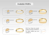 White, Rose, Yellow, 14k Gold, 10k Gold, 18k Gold 2mm Classic Dome Wedding Ring with Available Width Options